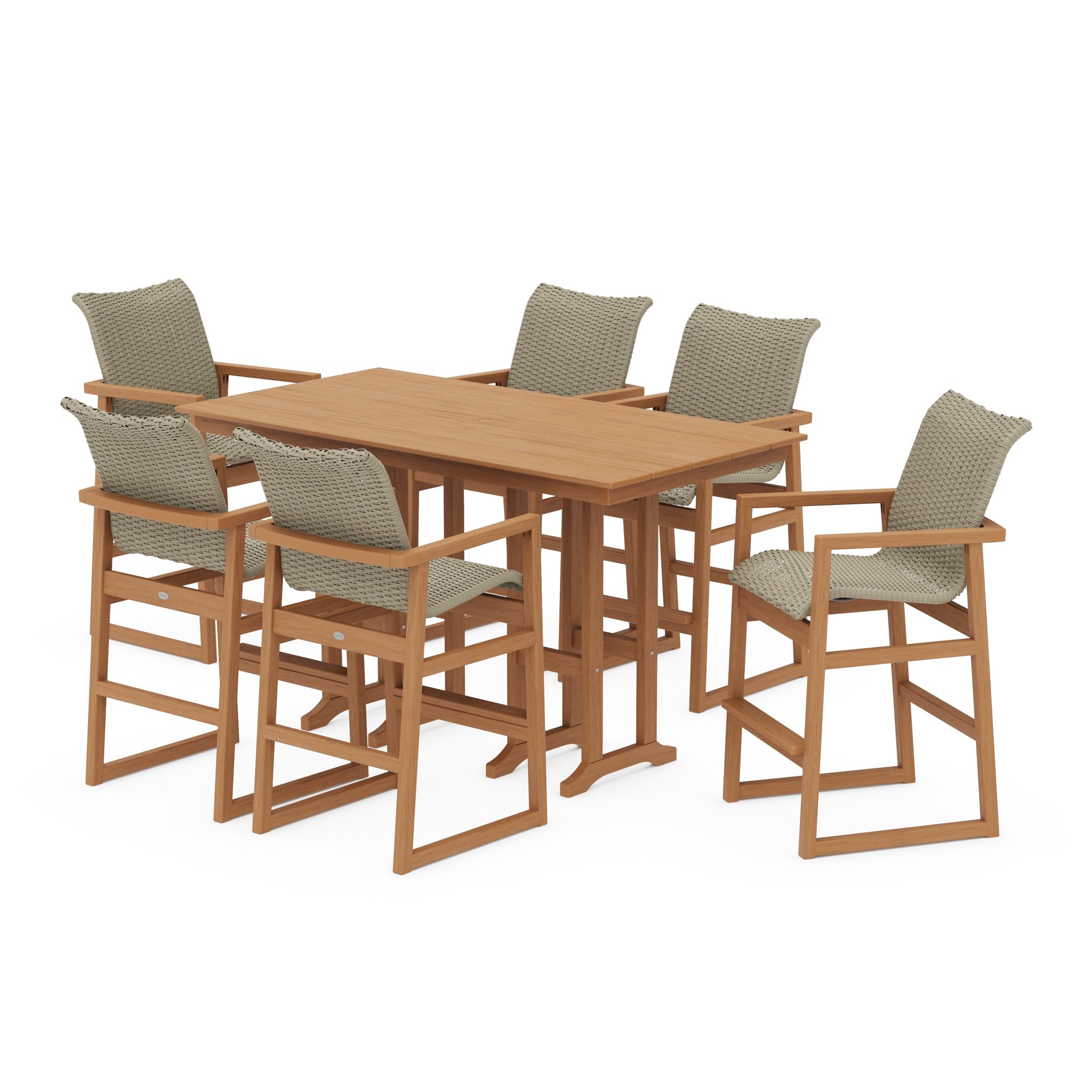 EDGE Woven Arm Chair 7-Piece Farmhouse Bar Set