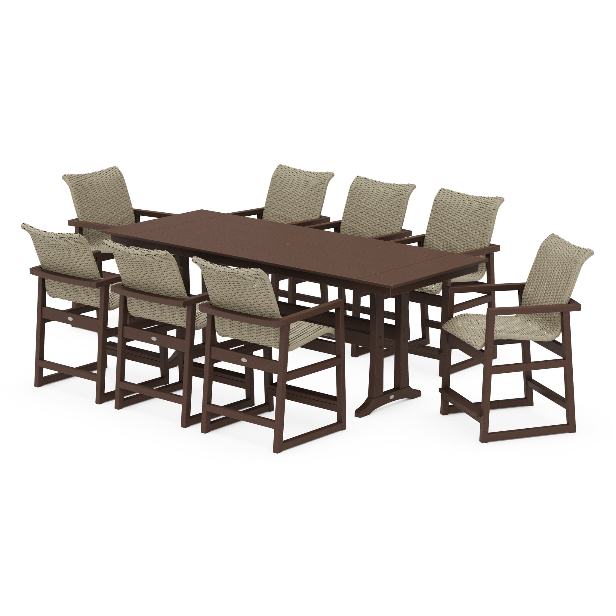 EDGE Woven 9-Piece Farmhouse Counter Set with Trestle Legs