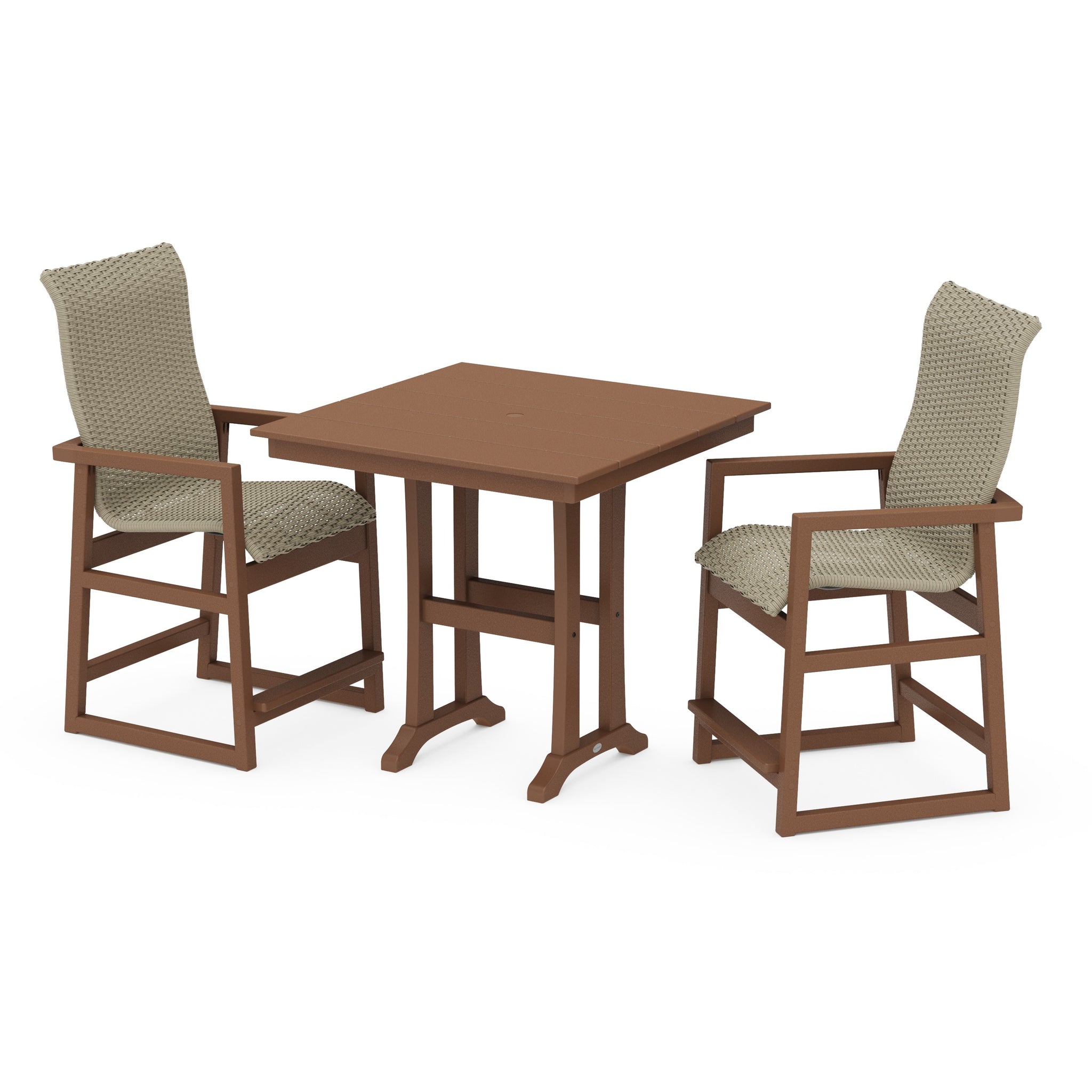 EDGE Woven Highback 3-Piece Farmhouse Counter Set with Trestle Legs