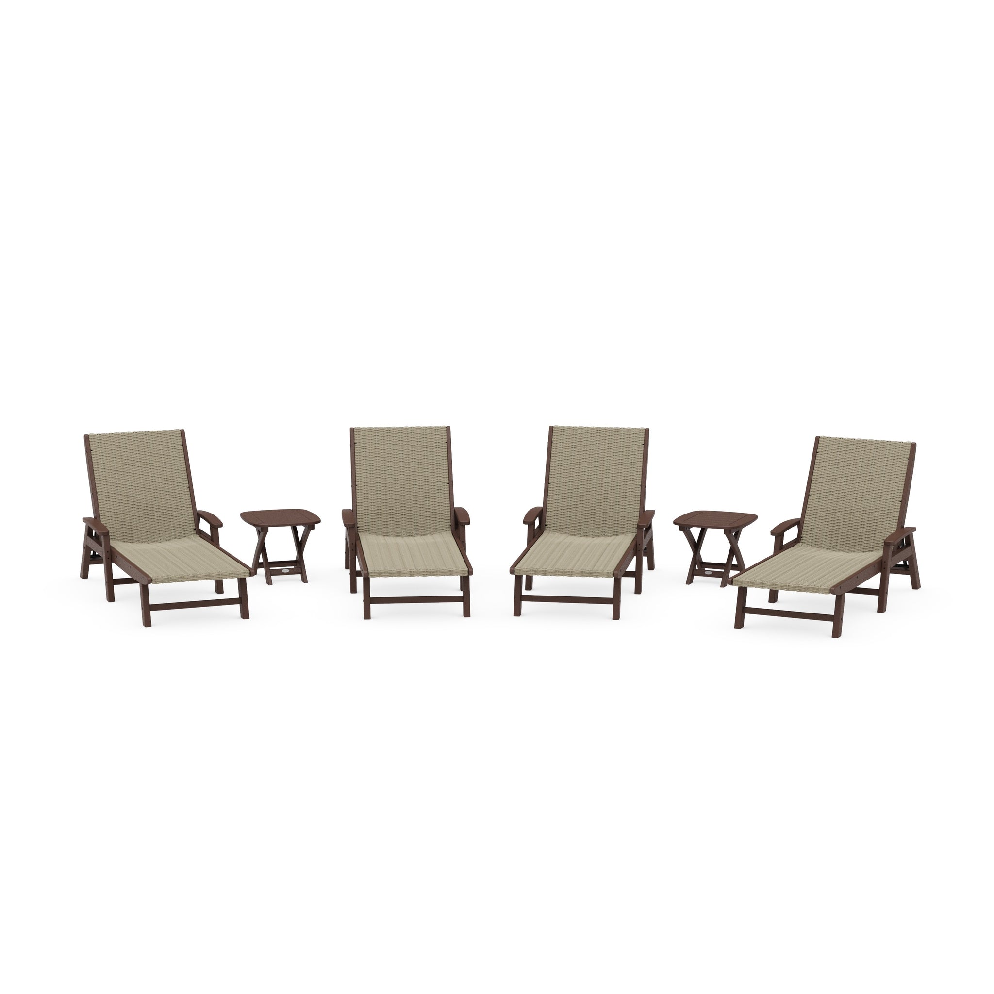 6- Piece Coastal Woven Chaise with Arms Chaise Lounge Set