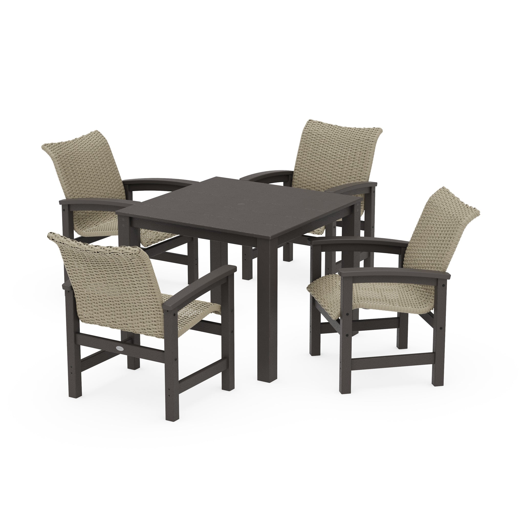 Coastal Woven 5-Piece Parsons Dining Set