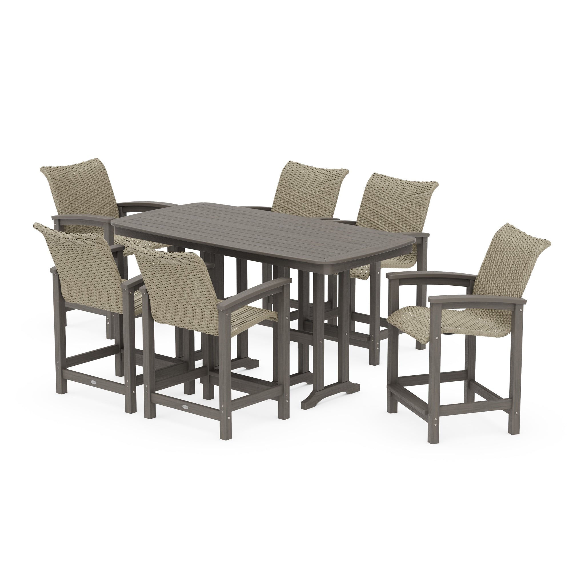 Coastal Woven Arm Chair 7-Piece Counter Set