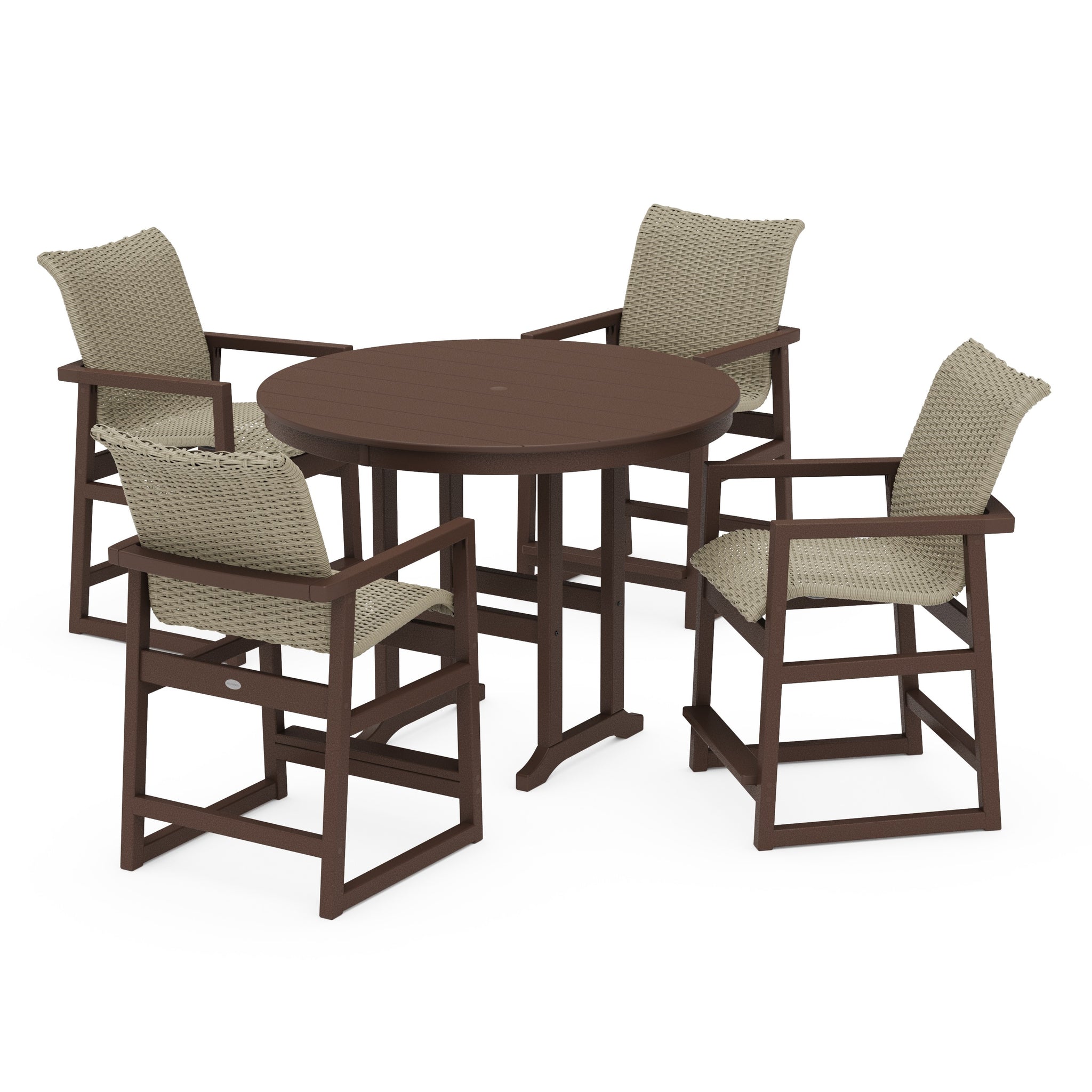EDGE Woven 5-Piece Round Farmhouse Counter Set