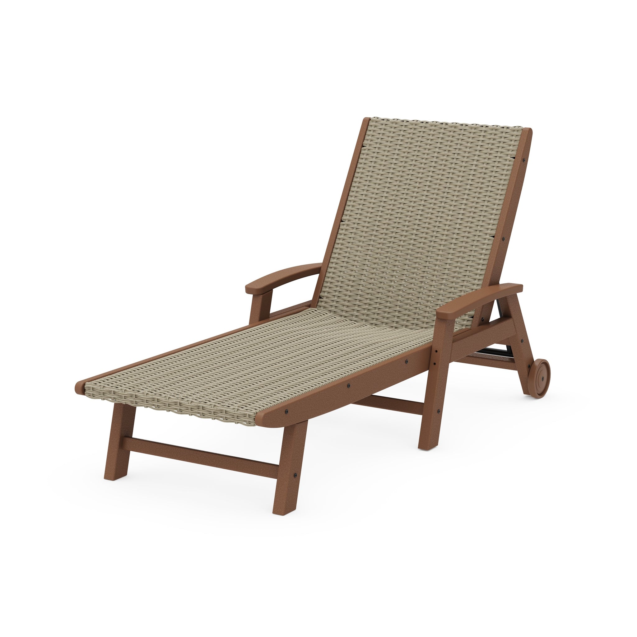 Coastal Woven Chaise with Arms and Wheels
