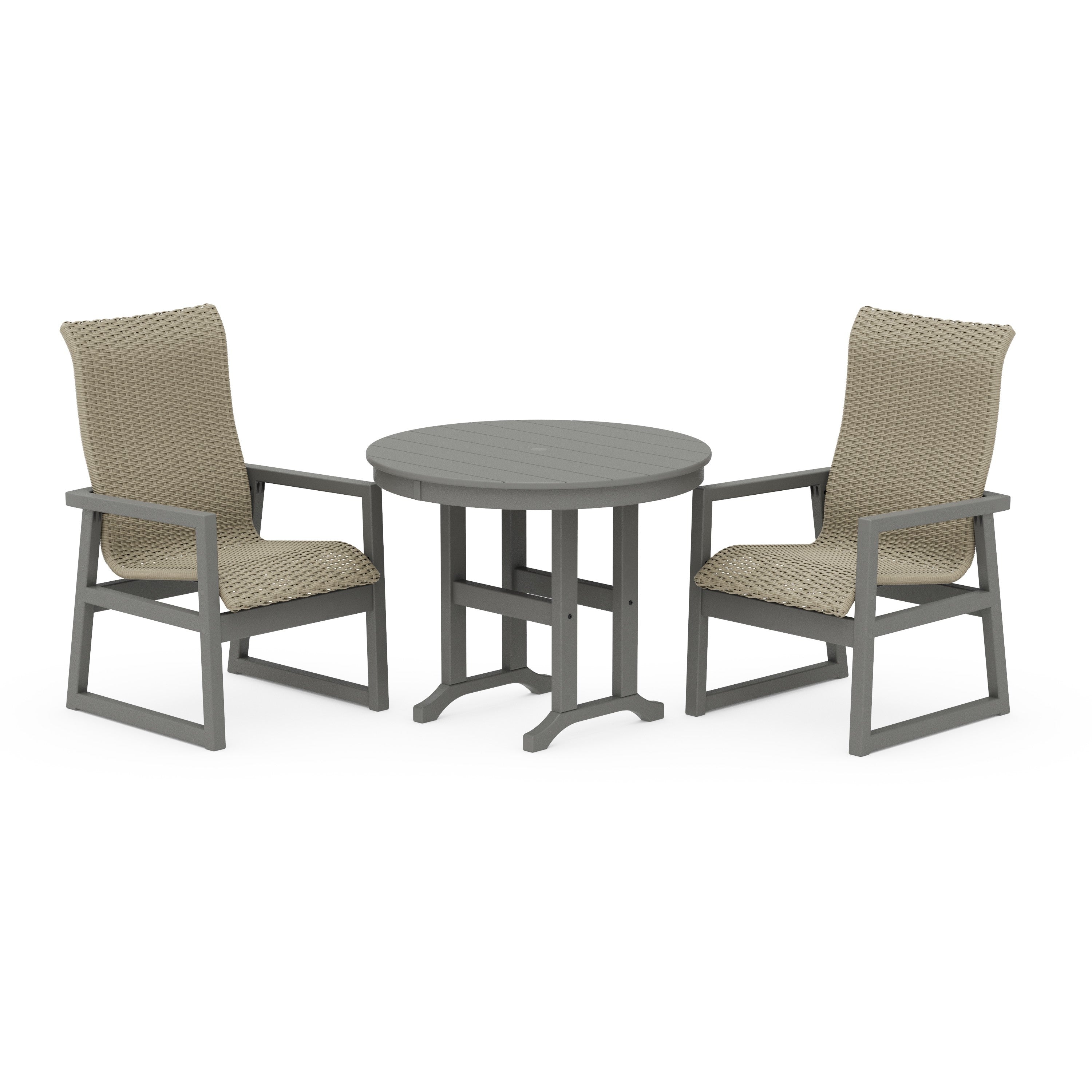 EDGE Woven Highback 3-Piece Farmhouse Dining Set
