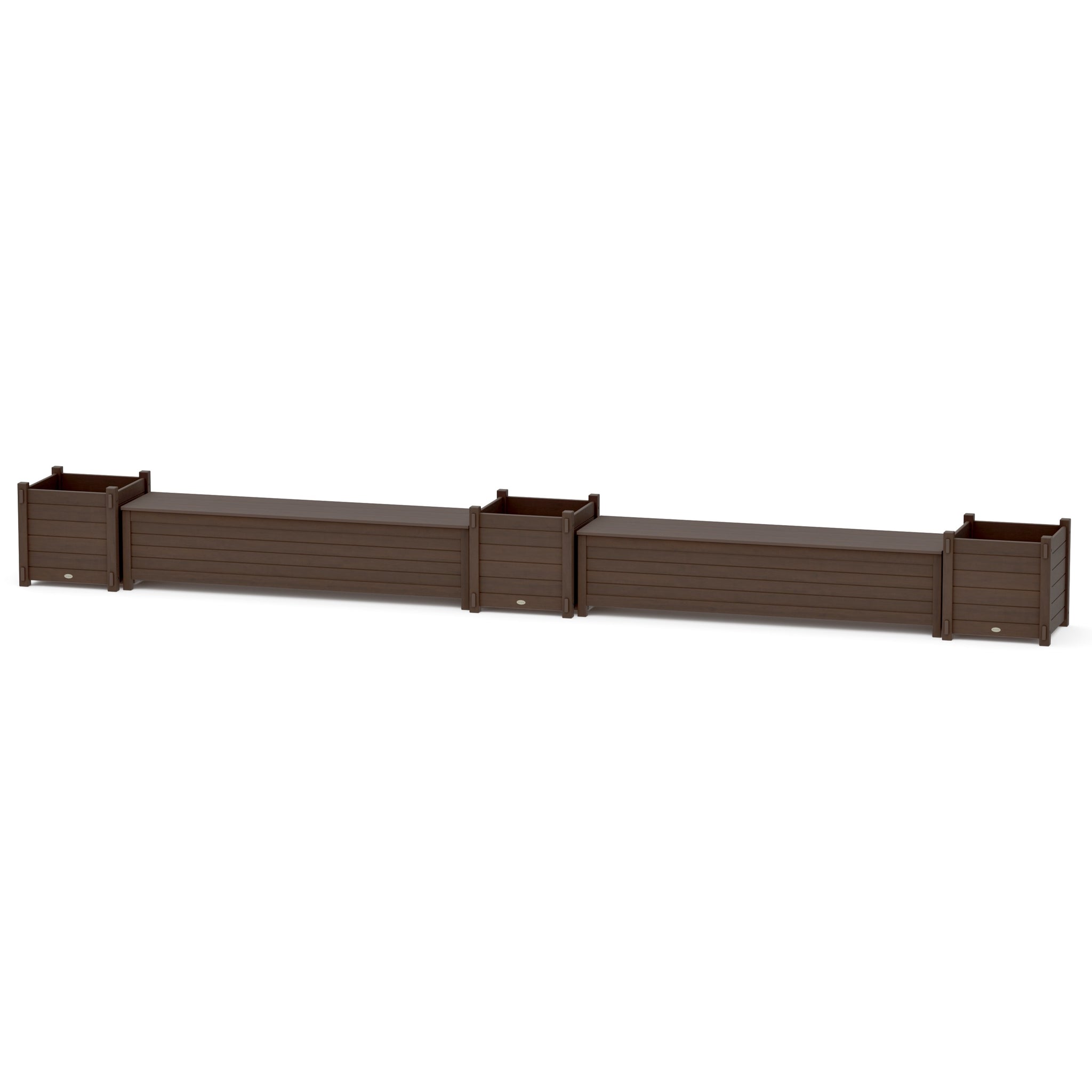 72" Nautical Straight Double Planter Storage Bench Set- Large