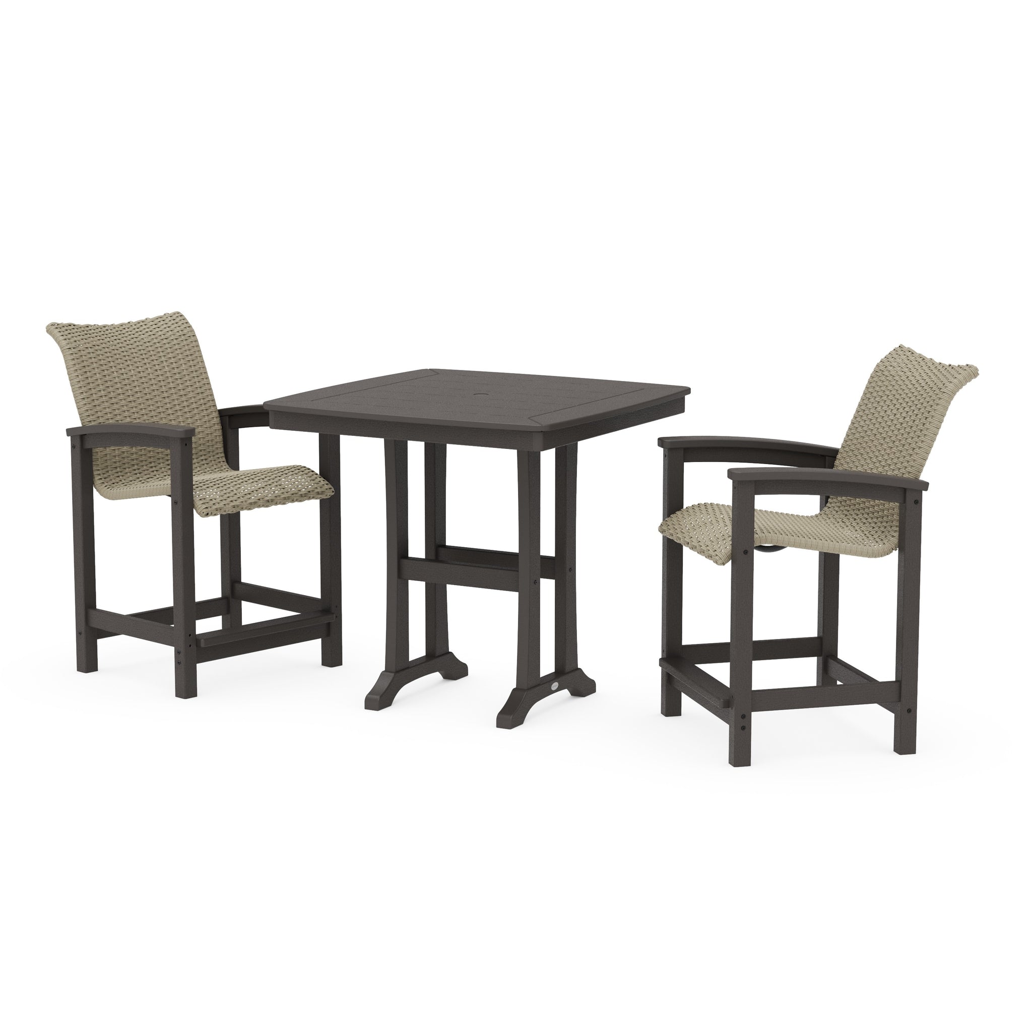 Coastal Woven 3-Piece Counter Set with Trestle Legs