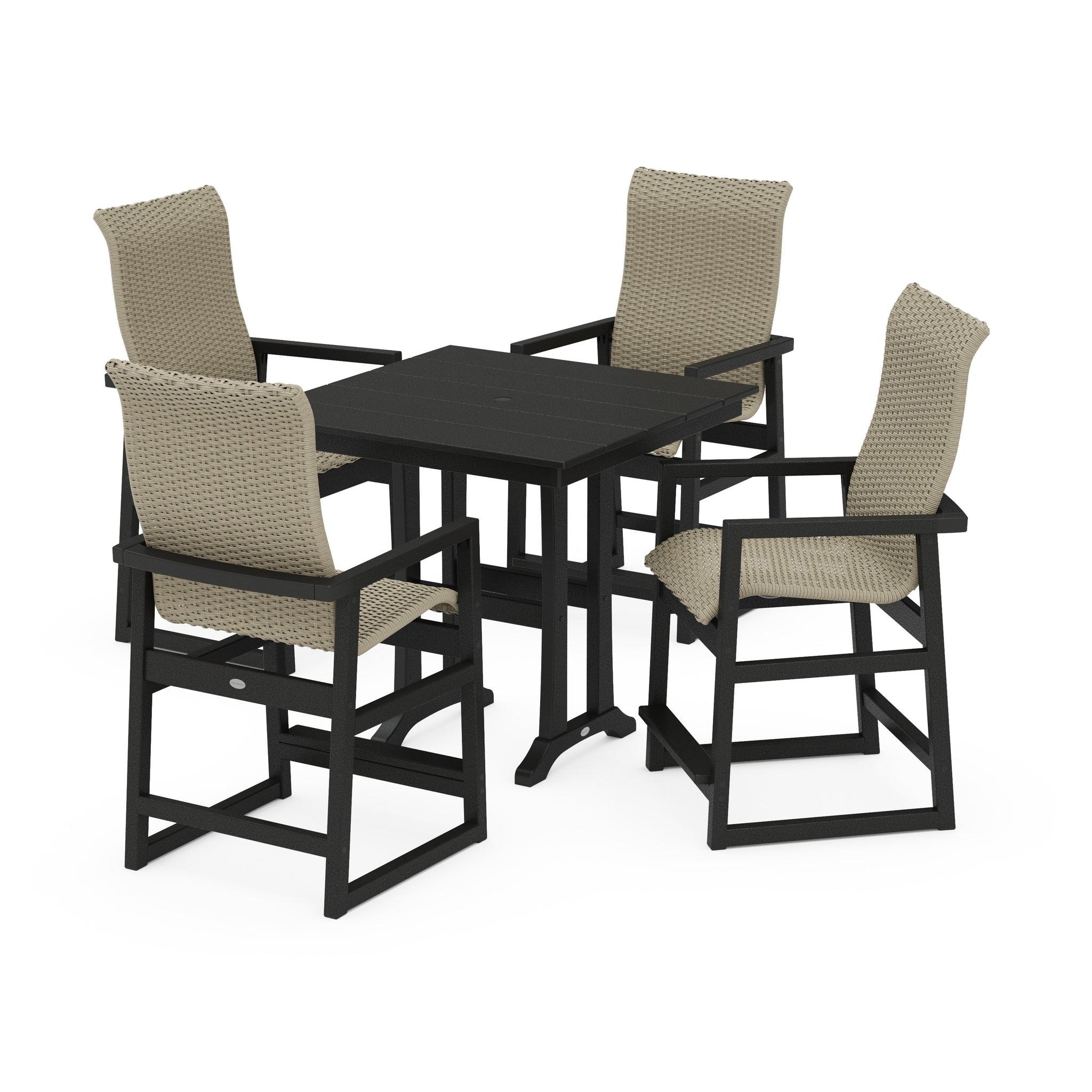 EDGE Woven Highback 5-Piece Farmhouse Counter Set with Trestle Legs