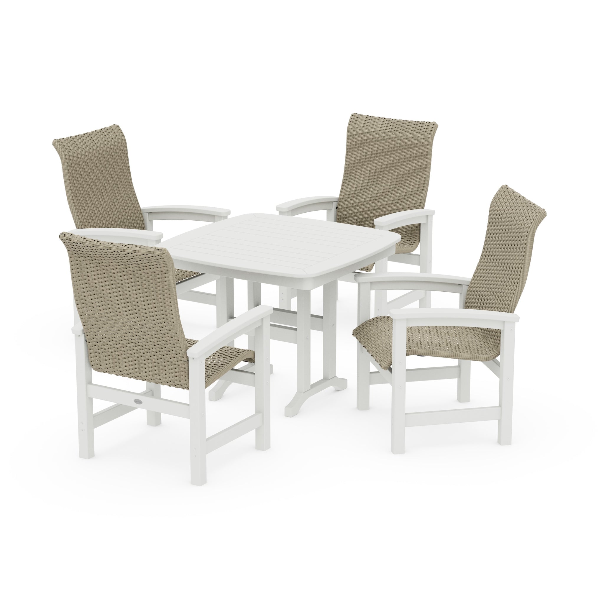 Coastal Woven High-Back 5-Piece Dining Set