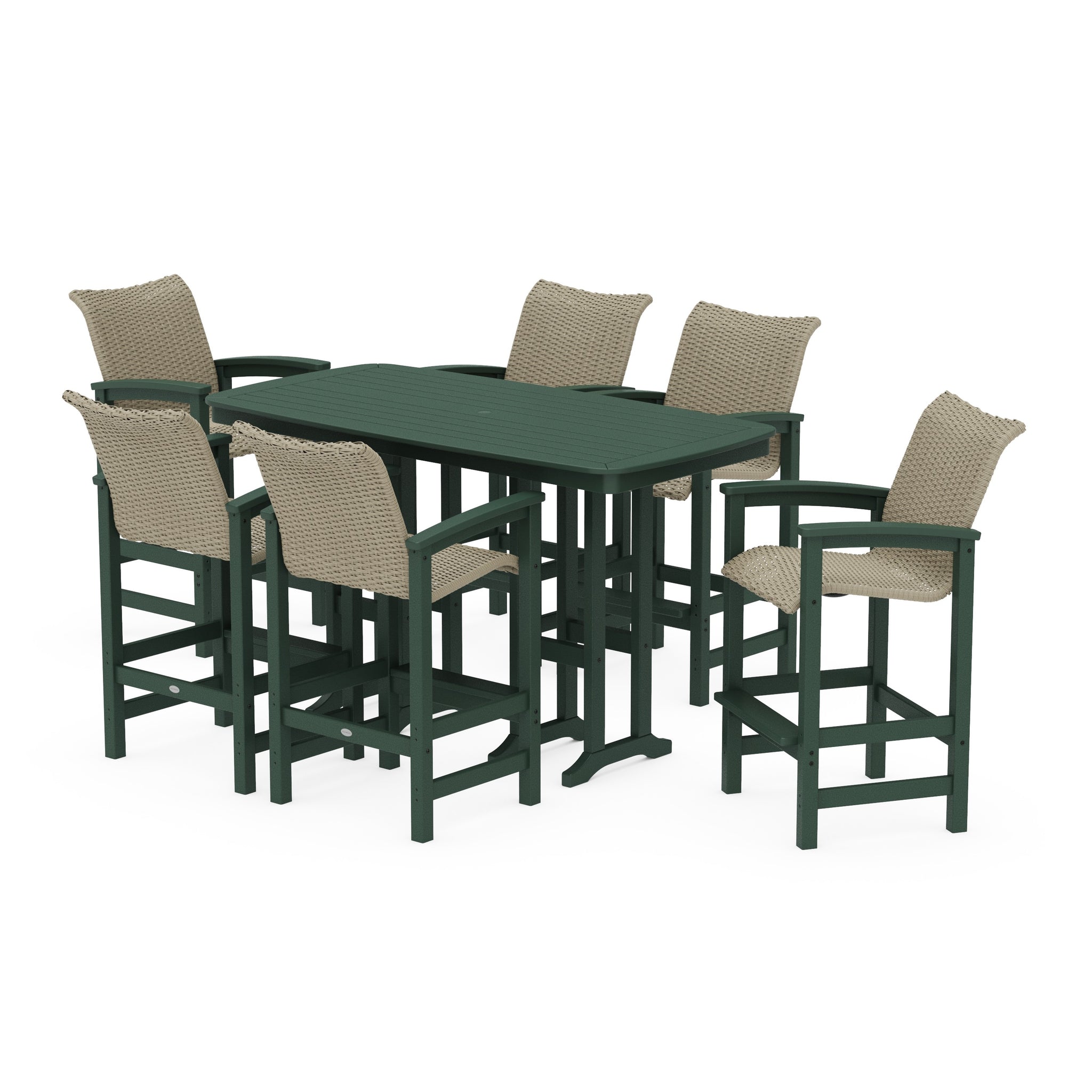 Coastal Woven Arm Chair 7-Piece Bar Set