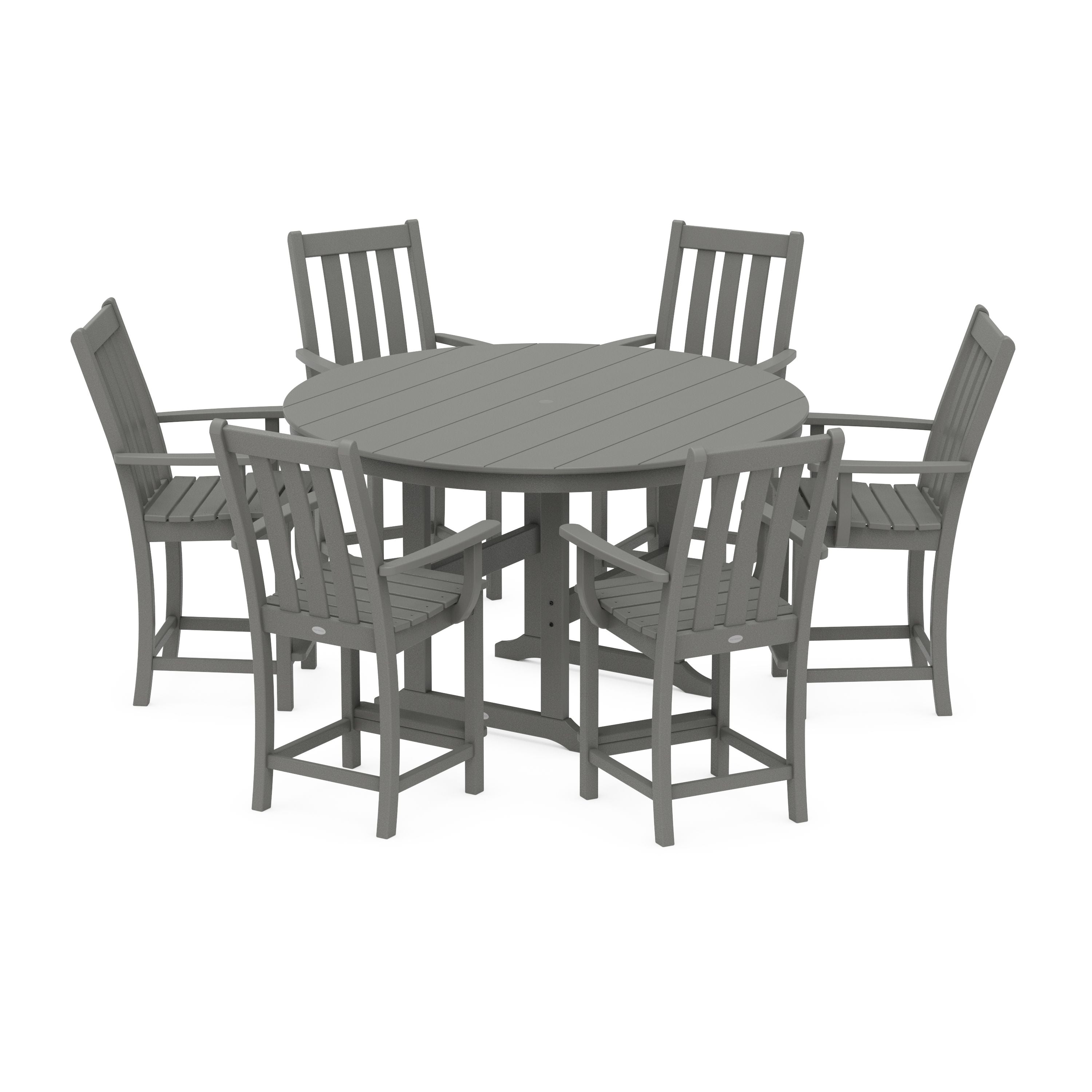 Vineyard 7-Piece Arm Chair Round Farmhouse Counter Set