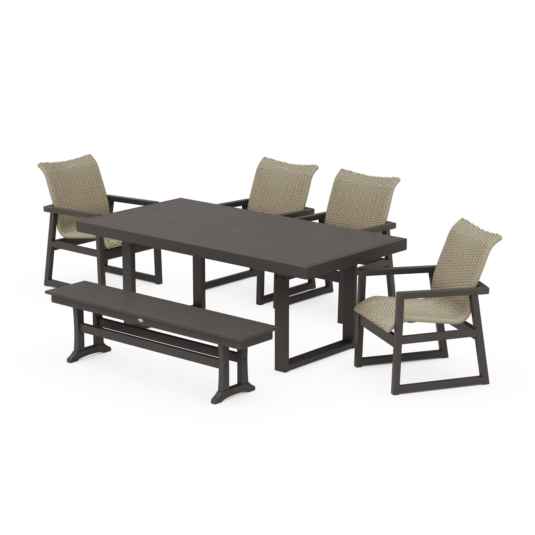 EDGE Woven 6-Piece Dining Set with Bench