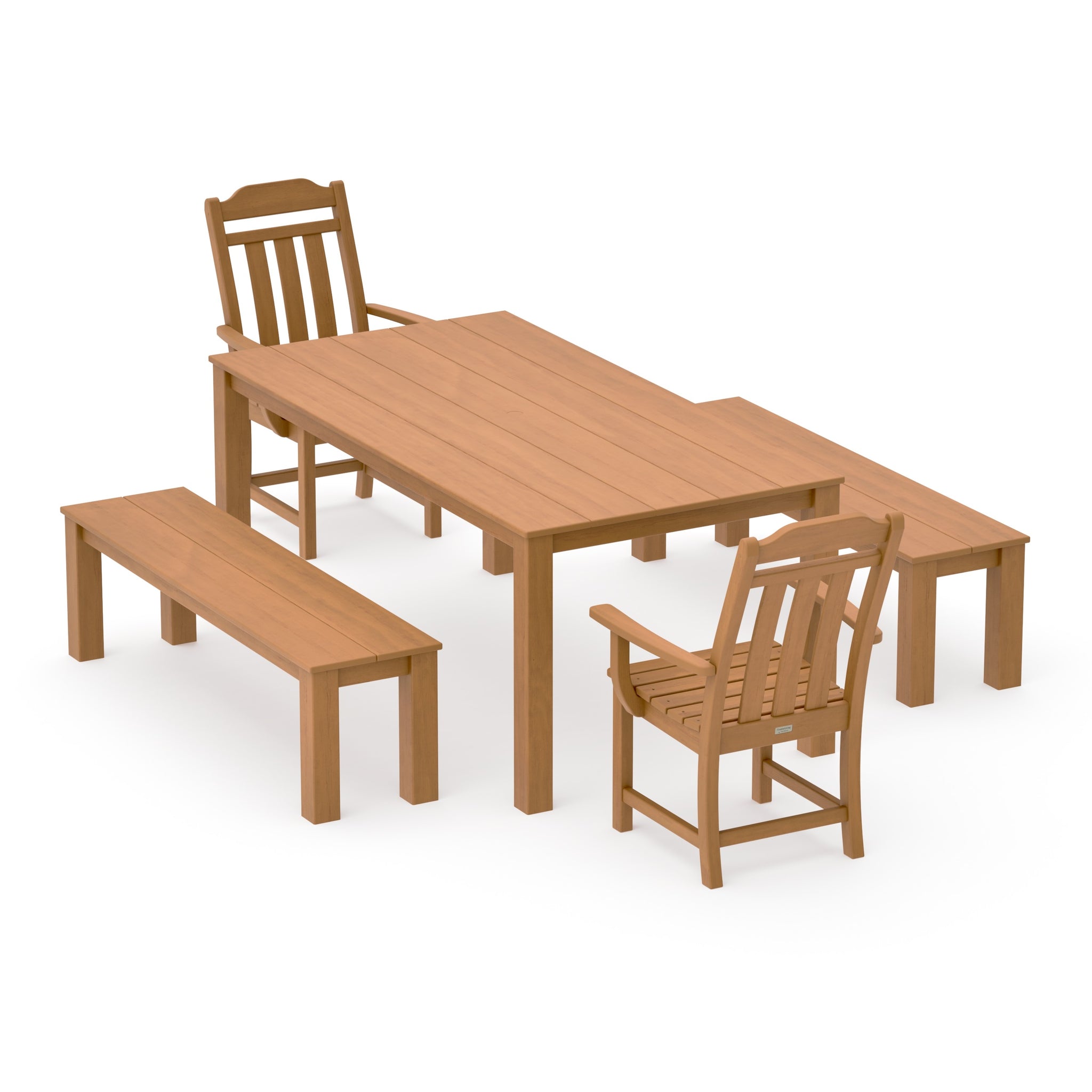 Cottage 5-Piece Parsons Dining Set with Benches
