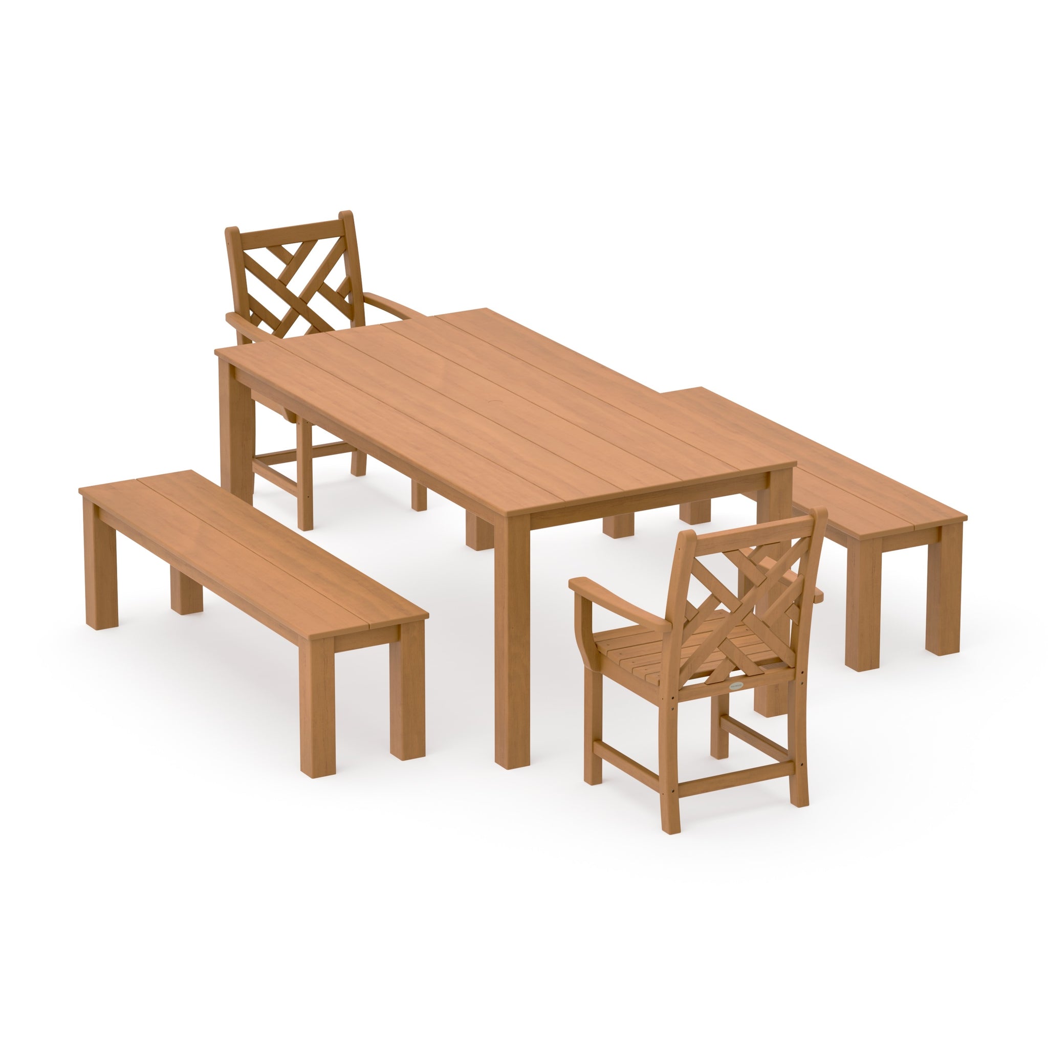Chippendale 5-Piece Parsons Dining Set with Benches
