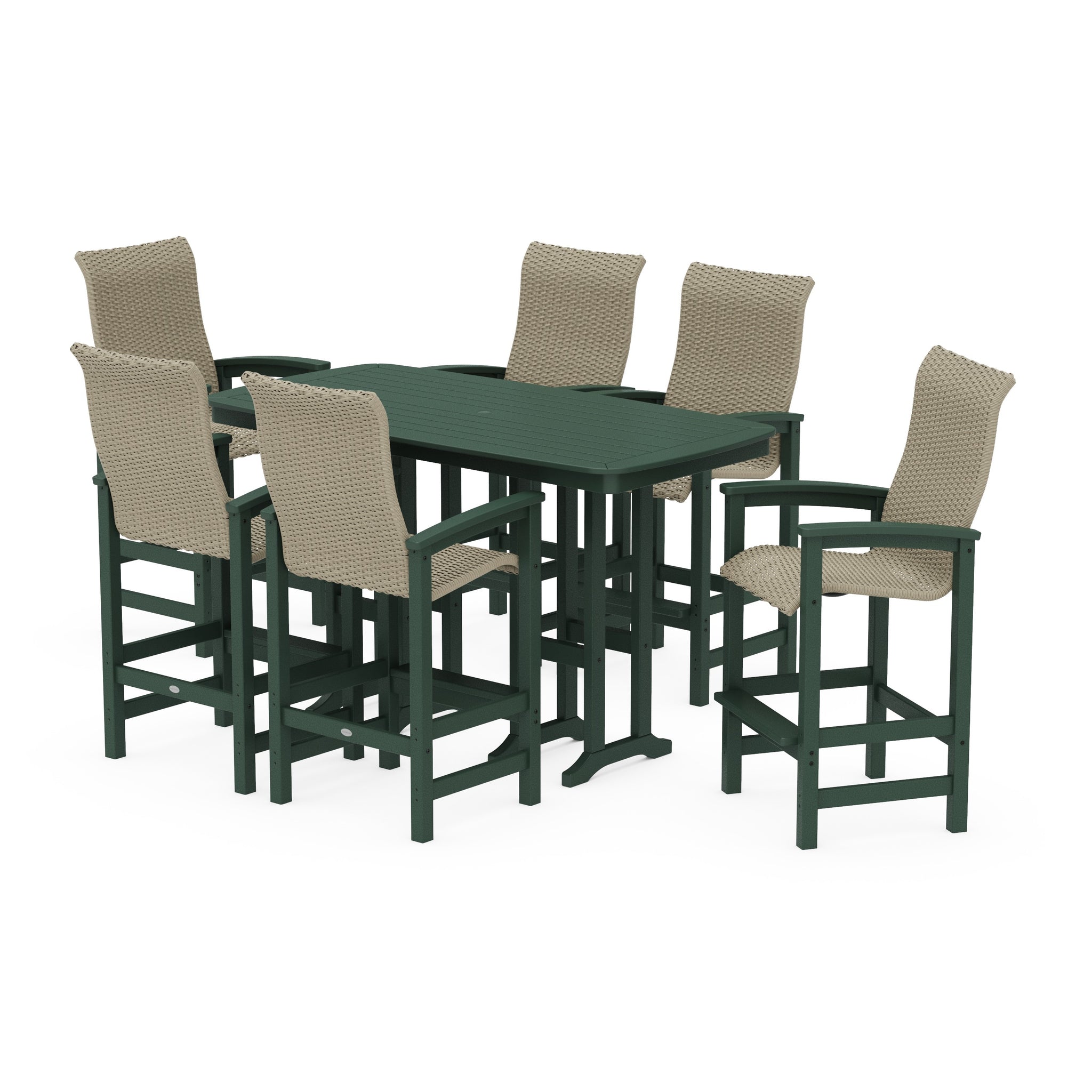 Coastal Woven High-Back Arm Chair 7-Piece Bar Set