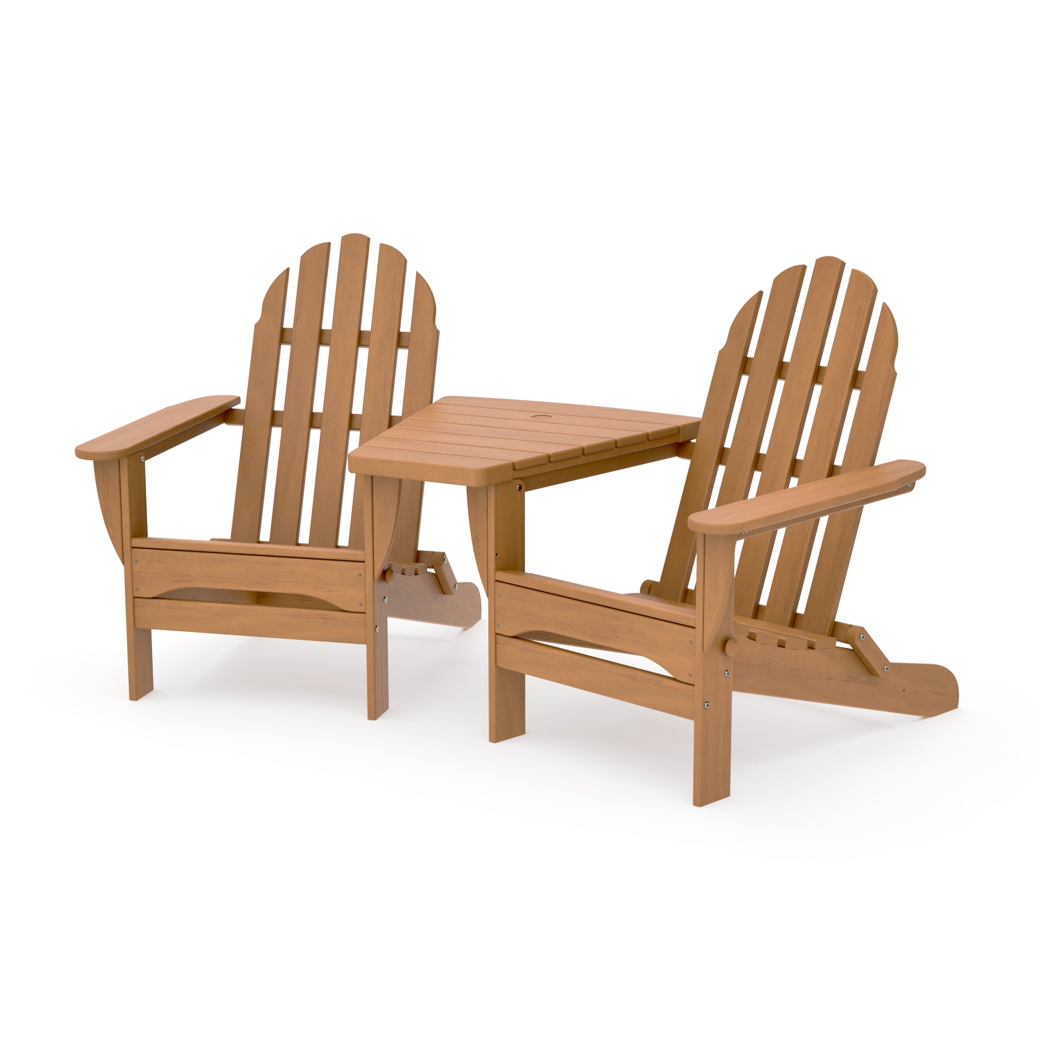 Classic Folding Adirondacks with Angled Connecting Table