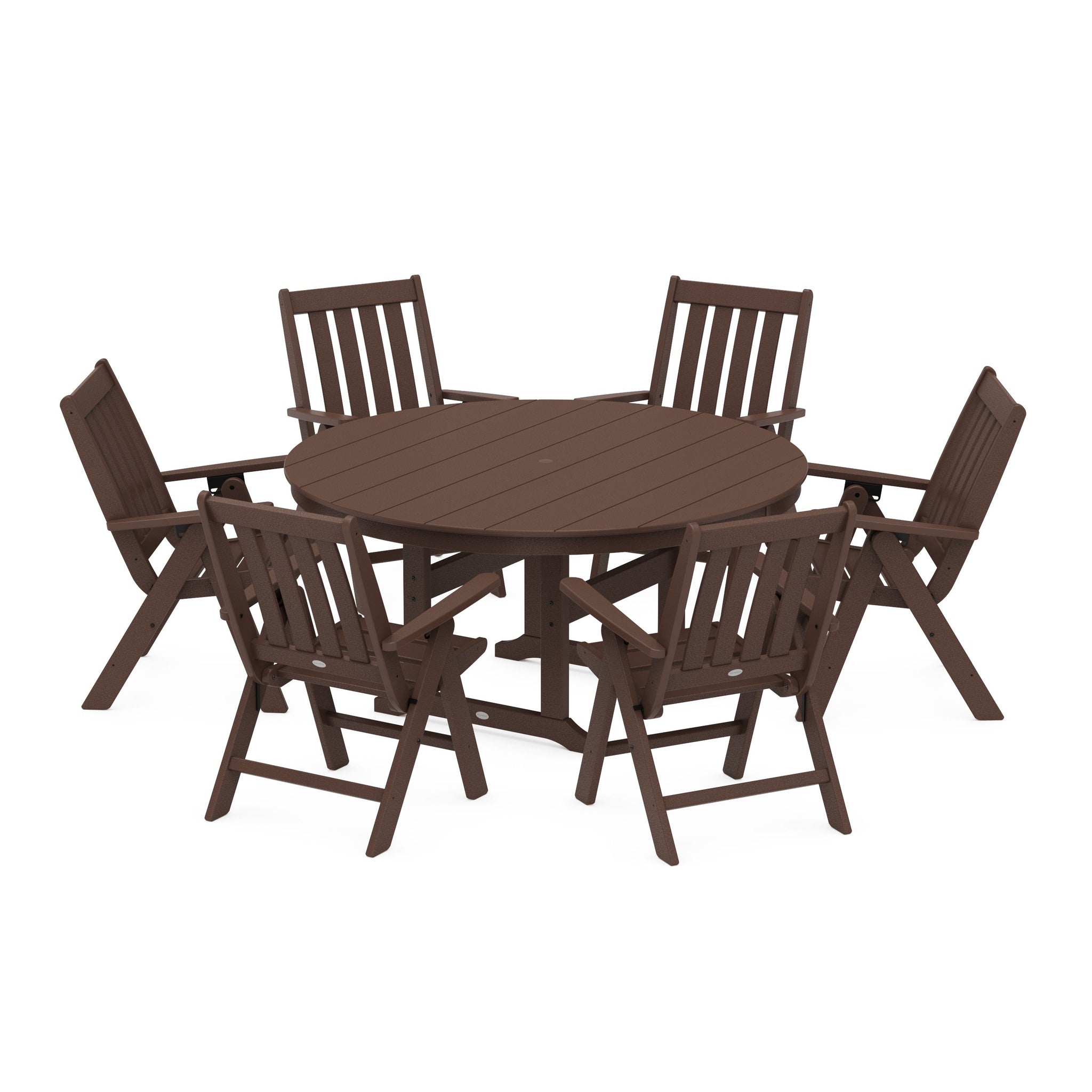 Vineyard 7-Piece Folding Chair Round Farmhouse Dining Set