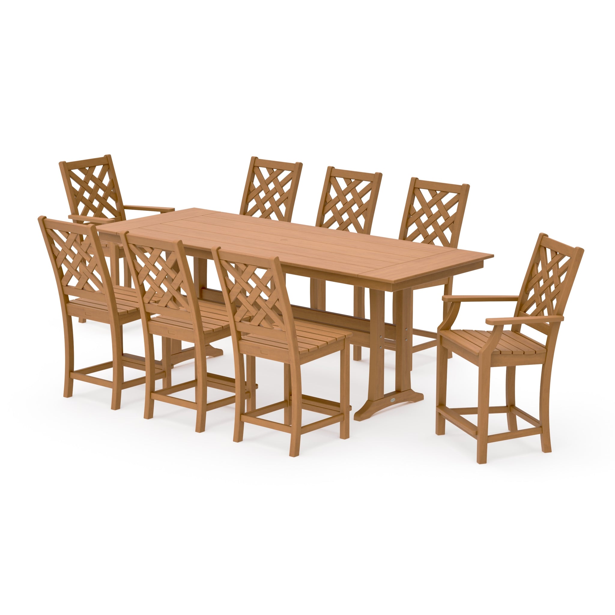 Wovendale 9-Piece Farmhouse Counter Set with Trestle Legs