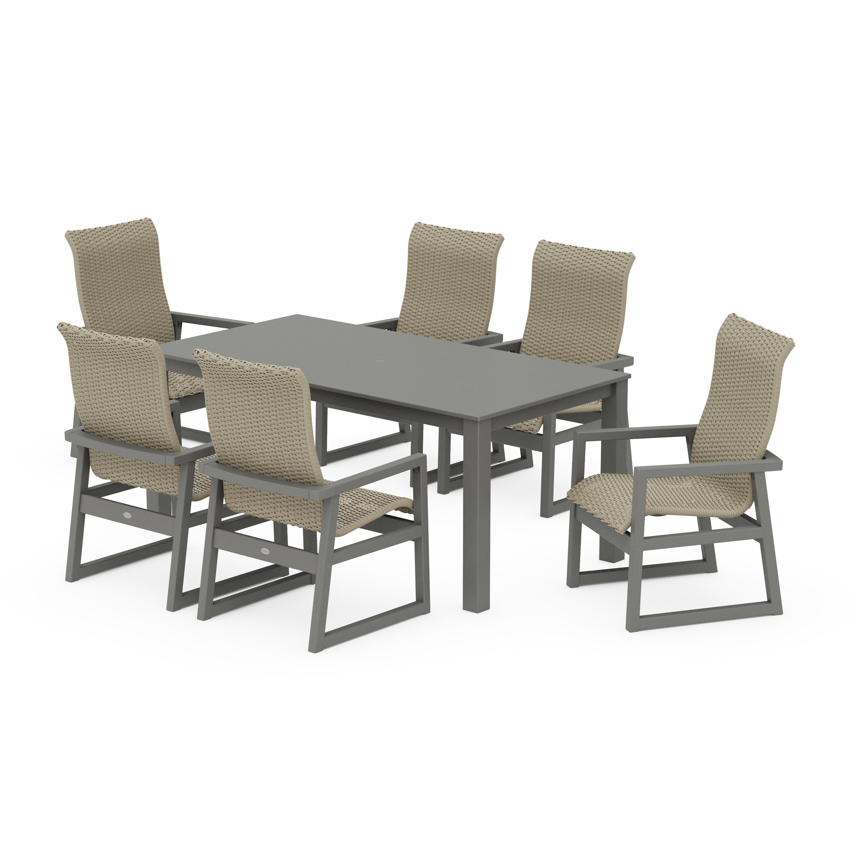 EDGE Woven Highback Arm Chair 7-Piece Parsons Dining Set