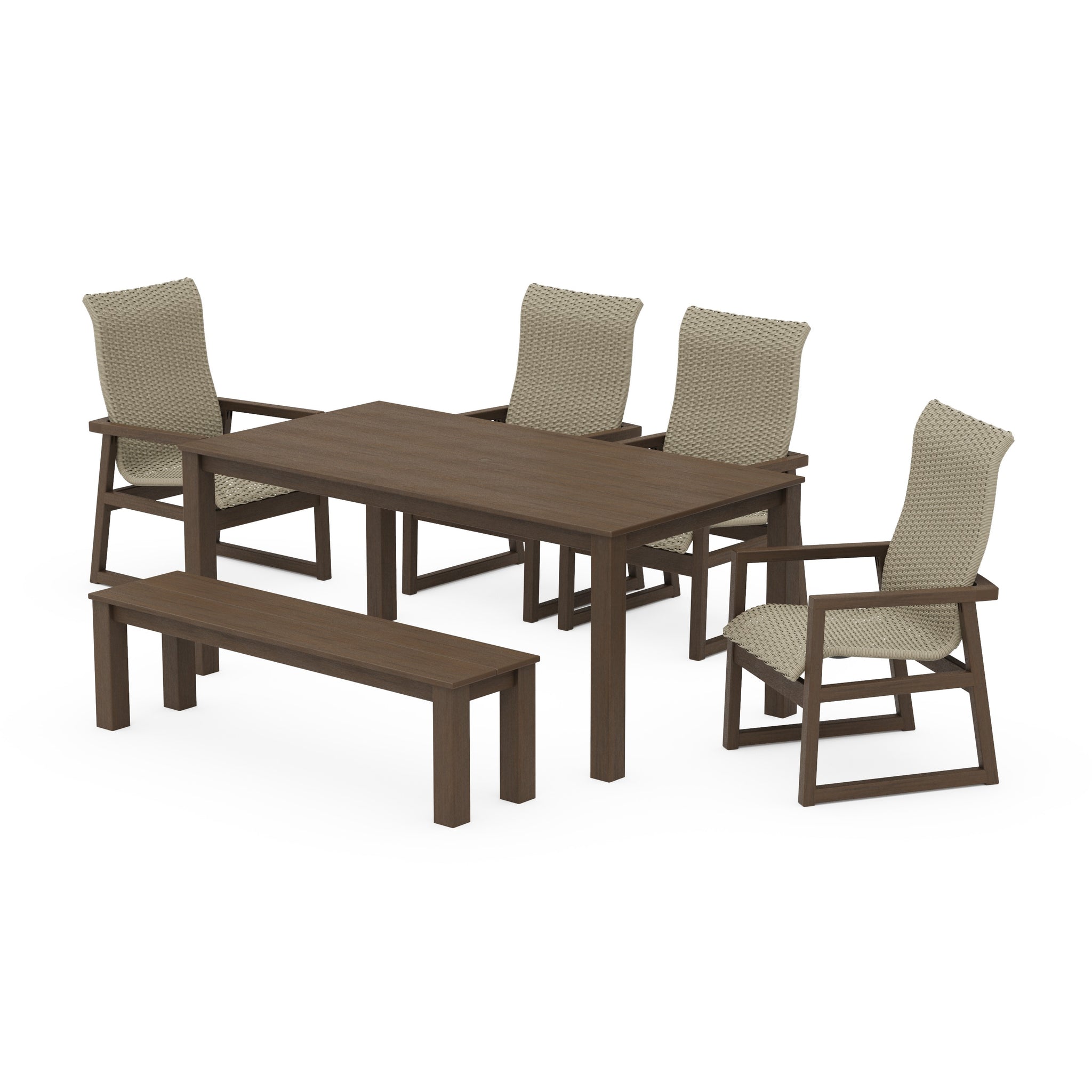 EDGE Woven Highback 6-Piece Parsons Dining Set with Bench