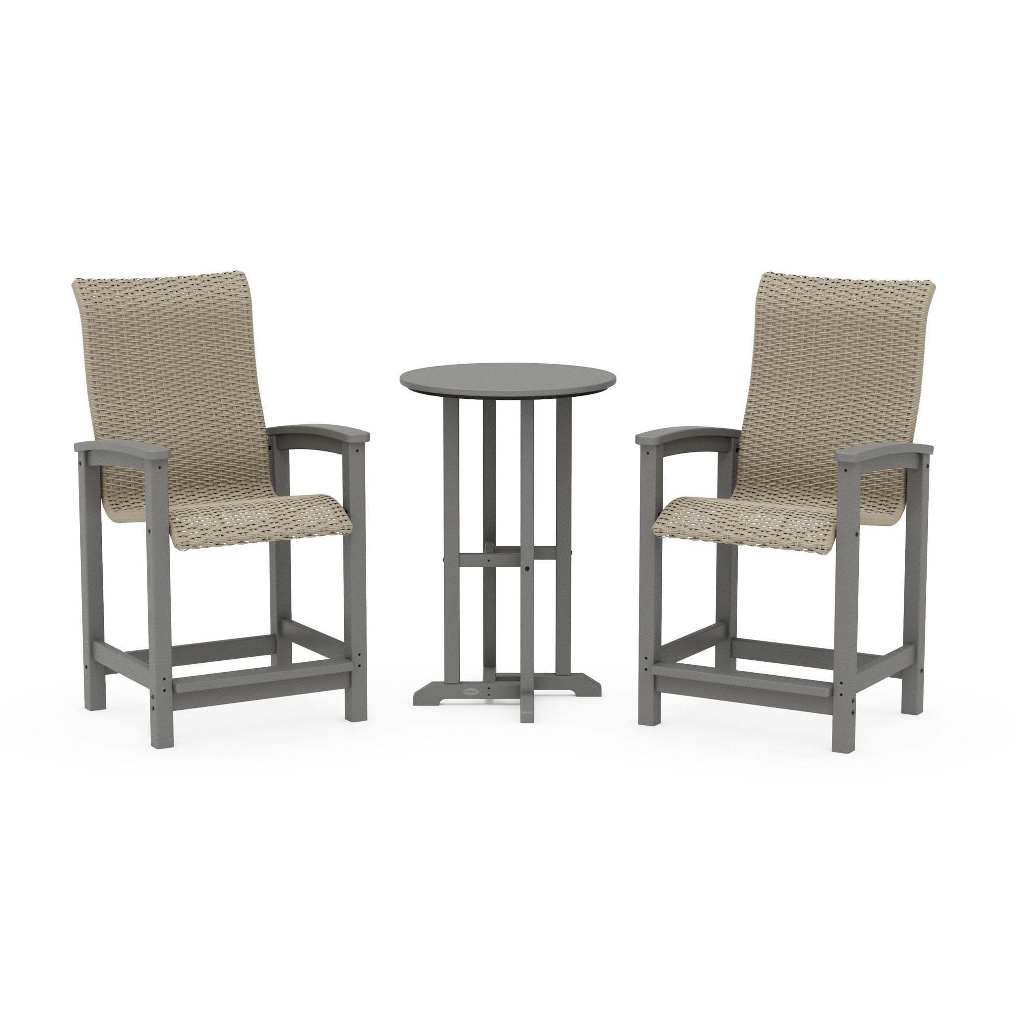 Coastal Woven High-Back 3-Piece Farmhouse Counter Set