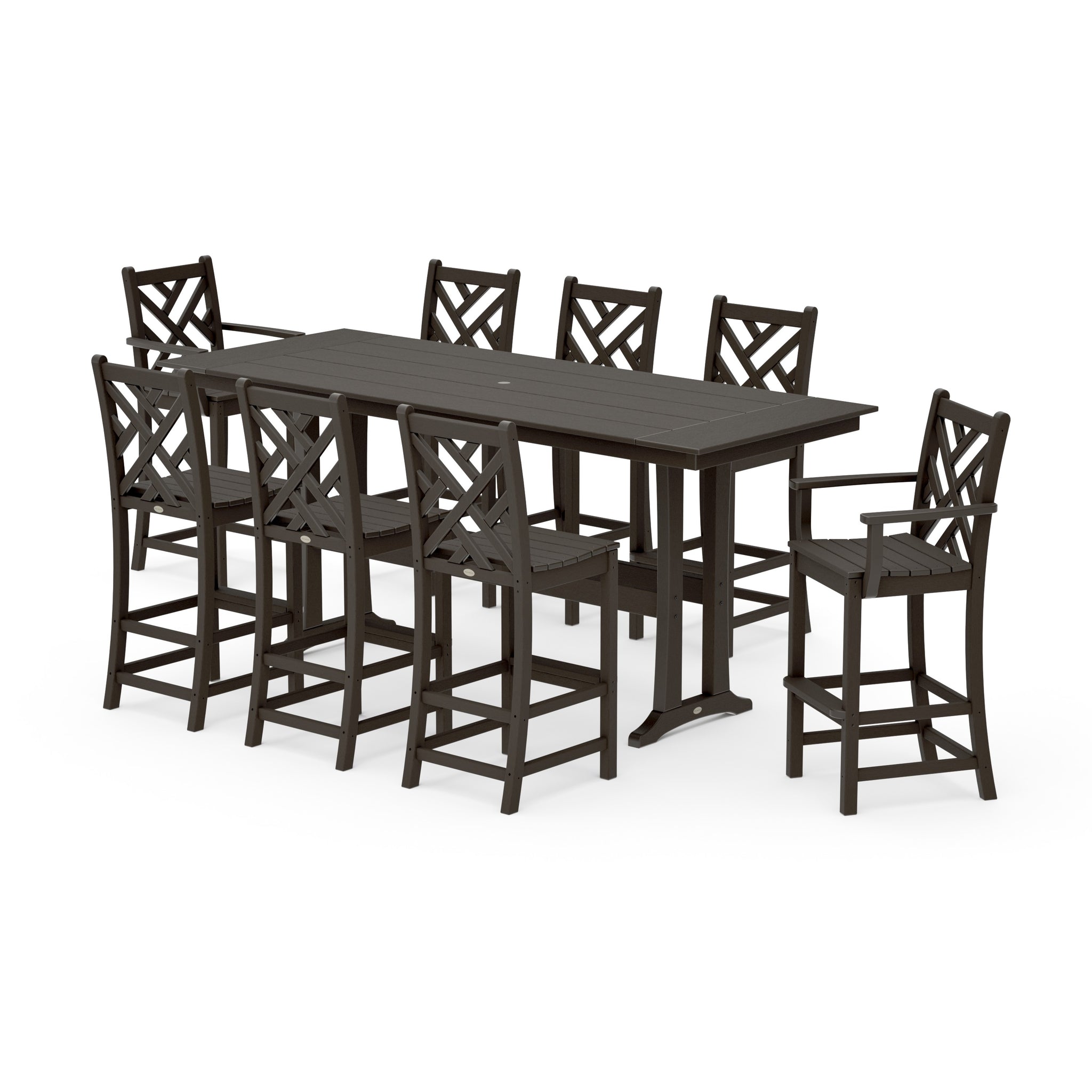 Chippendale 9-Piece Farmhouse Bar Set with Trestle Legs
