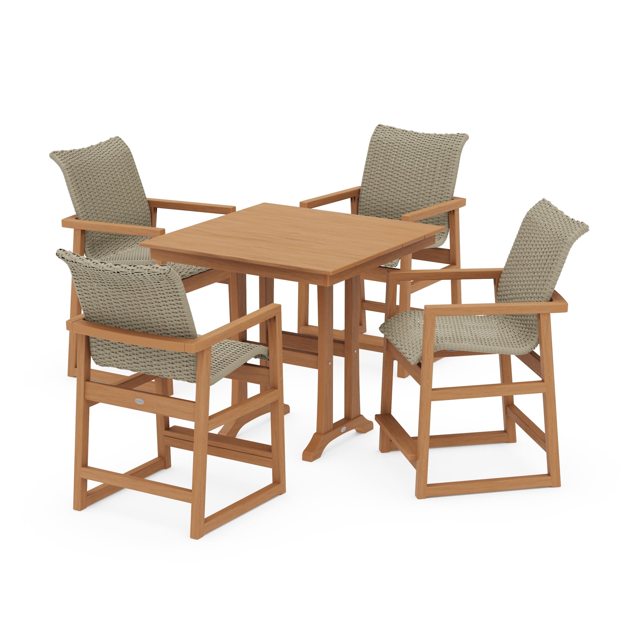 EDGE Woven 5-Piece Farmhouse Counter Set with Trestle Legs