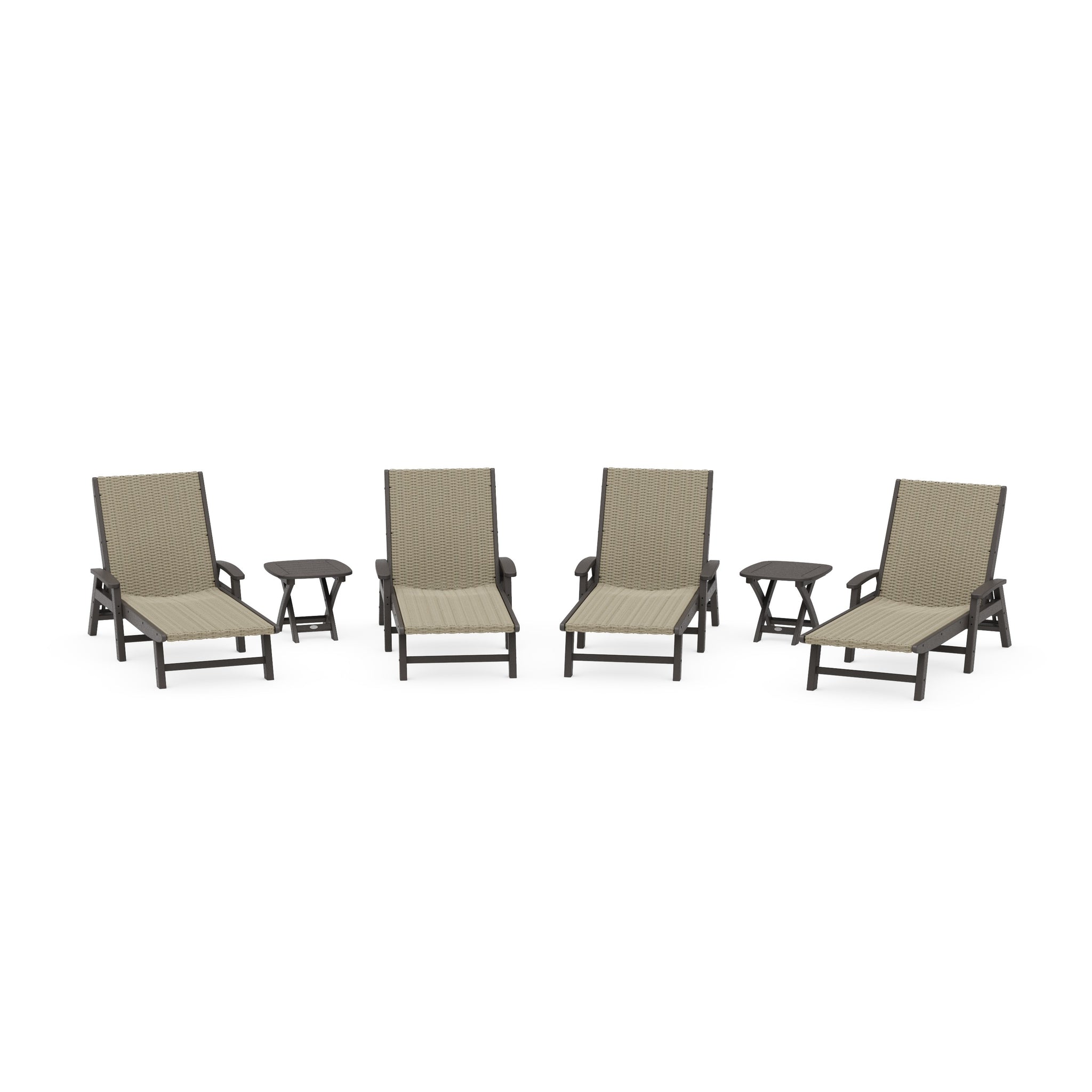 6- Piece Coastal Woven Chaise with Arms Chaise Lounge Set