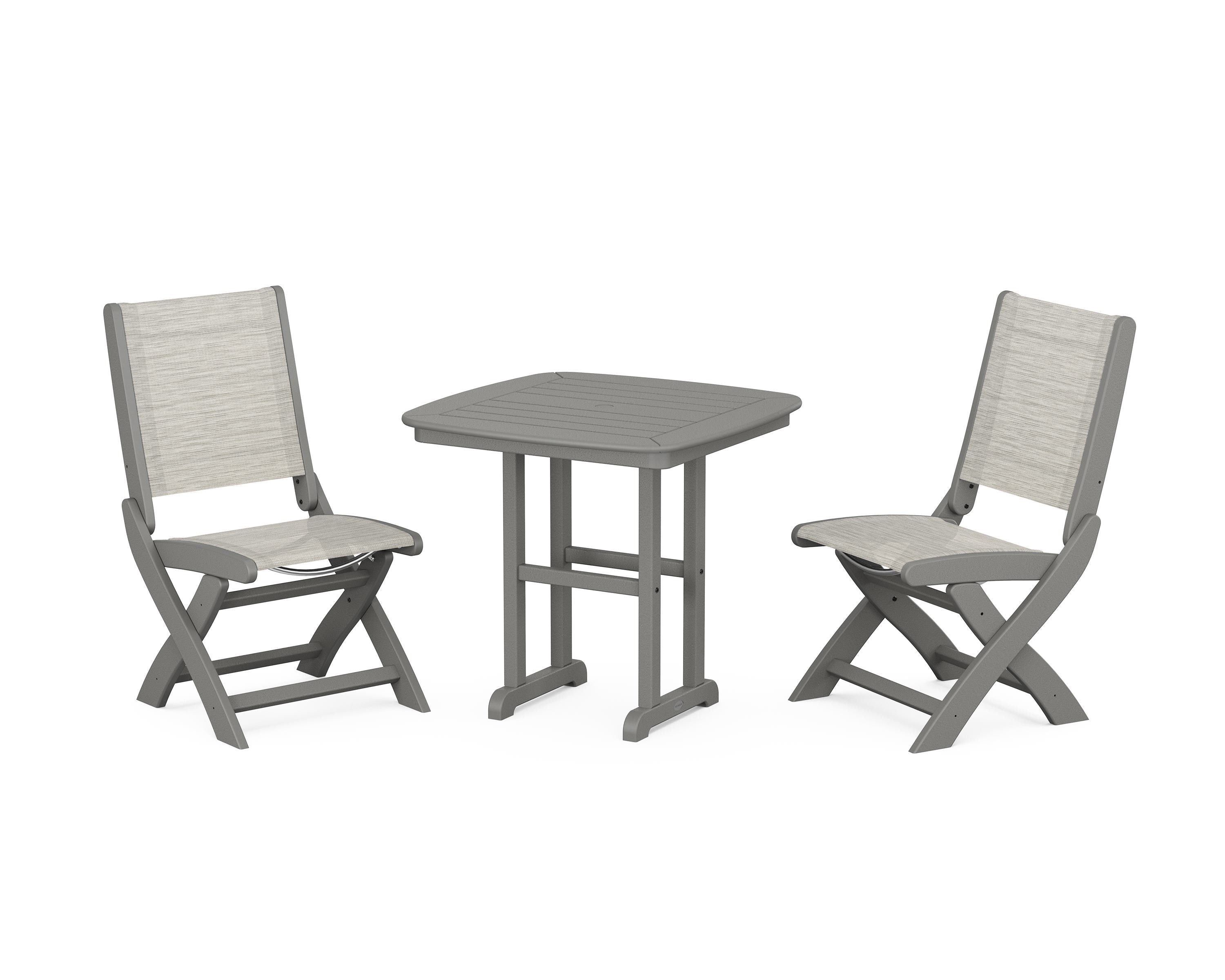Coastal Folding Side Chair 3-Piece Dining Set