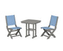 Coastal Folding Side Chair 3-Piece Dining Set