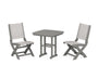 Coastal Folding Side Chair 3-Piece Dining Set