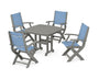 Coastal Folding Chair 5-Piece Dining Set