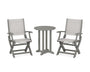 Coastal Folding 3-Piece Round Bistro Dining Set