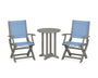 Coastal Folding 3-Piece Round Bistro Dining Set