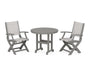 Coastal Folding Chair 3-Piece Round Dining Set