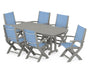 Coastal Folding Arm Chair 7-Piece Dining Set