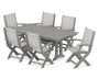 Coastal Folding Arm Chair 7-Piece Farmhouse Dining Set with Trestle Legs