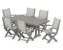 Coastal Folding Arm Chair 7-Piece Farmhouse Dining Set with Trestle Legs