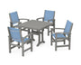 Coastal 5-Piece Farmhouse Dining Set With Trestle Legs
