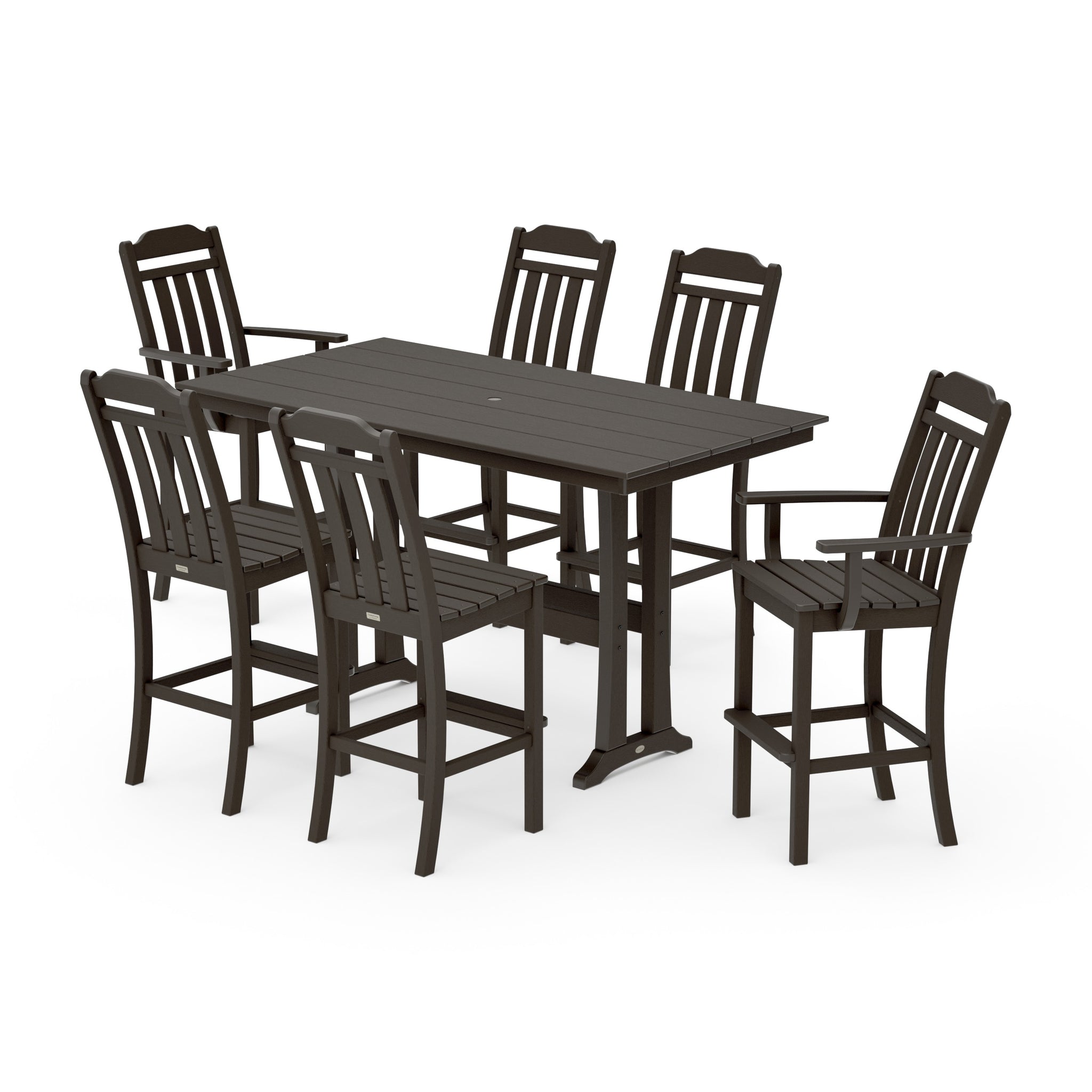 Cottage 7-Piece Farmhouse Bar Set with Trestle Legs