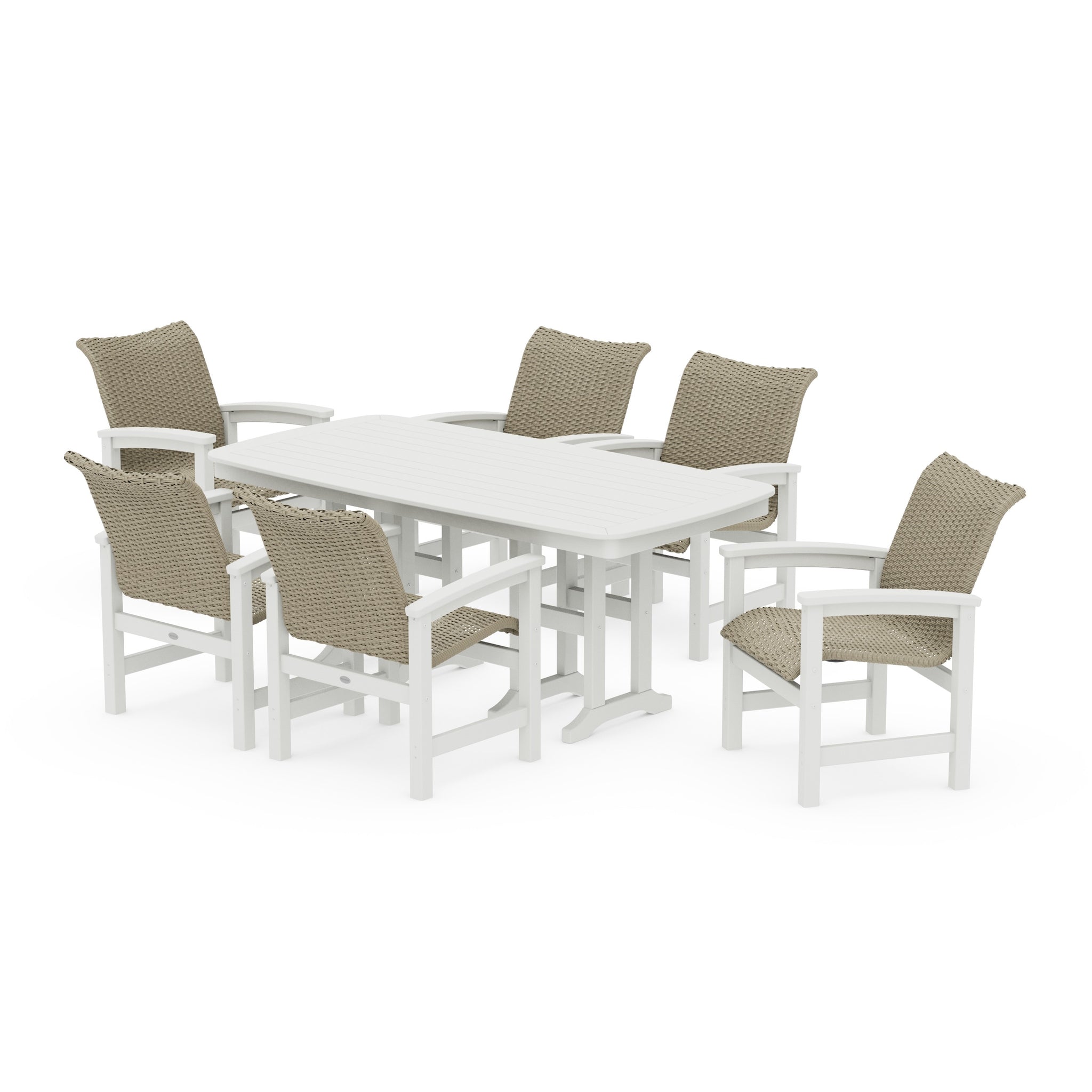 Coastal Woven Arm Chair 7-Piece Dining Set