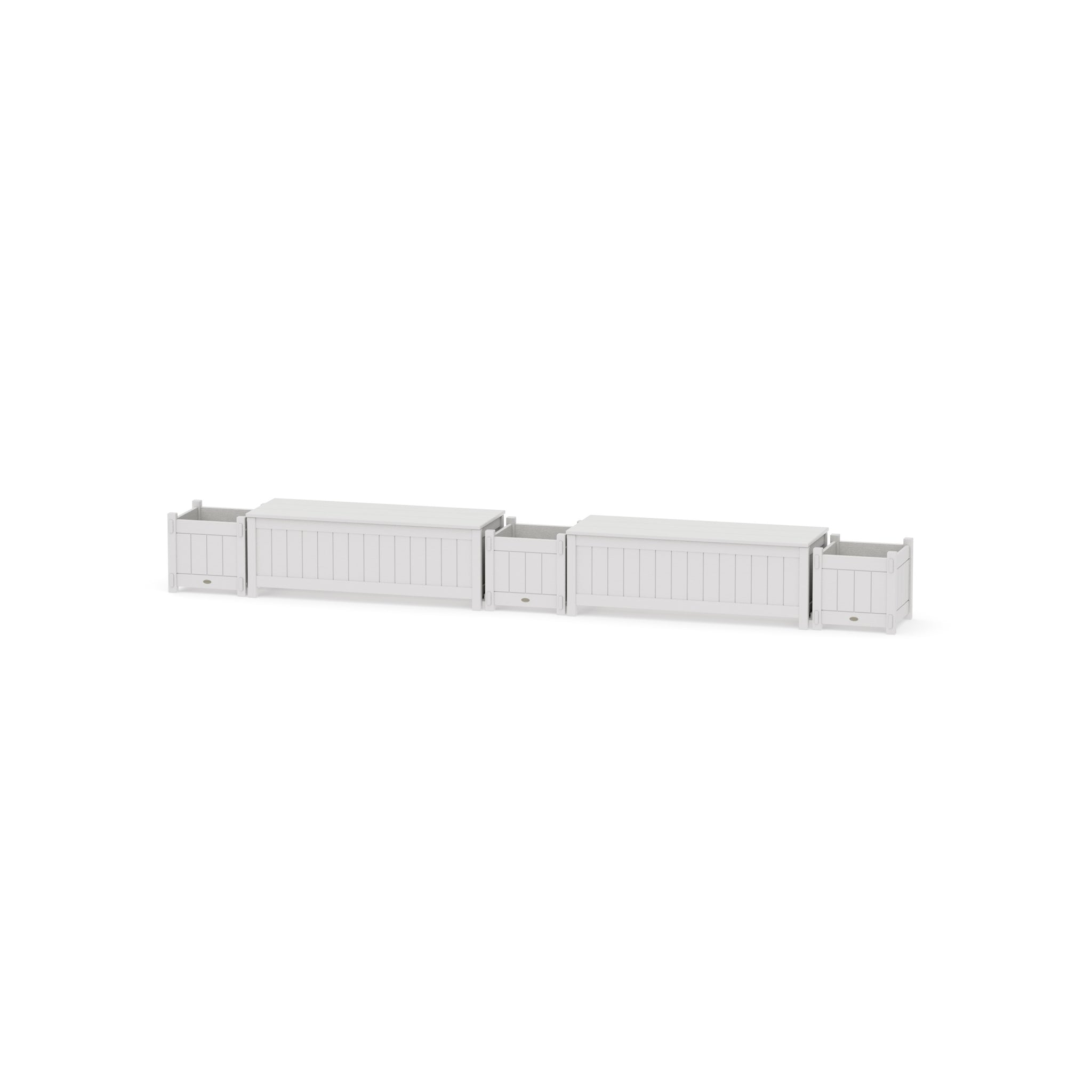 48" Vineyard Straight Double Planter Storage Bench Set