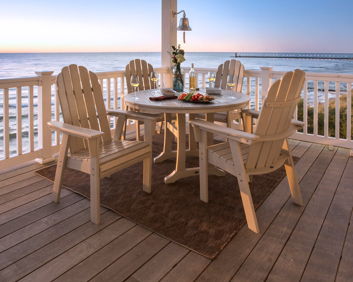 Vineyard Curveback Adirondack 5-Piece Nautical Trestle Dining Set