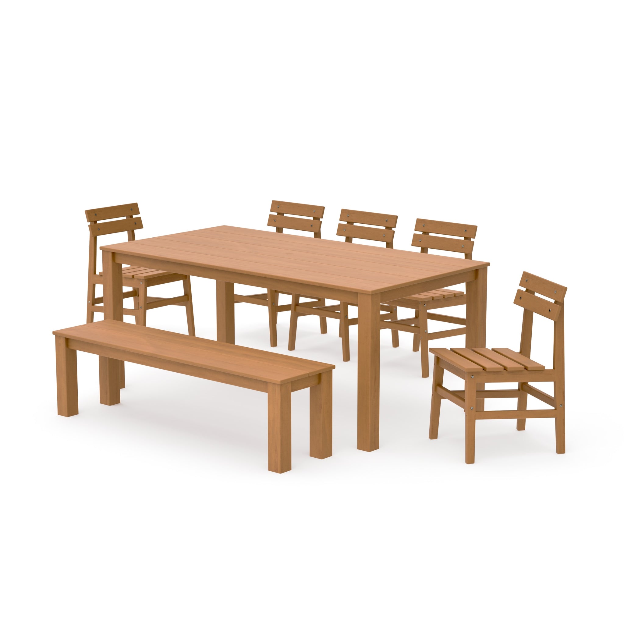 Modern Studio Plaza Chair 7-Piece Parsons Dining Set with Bench