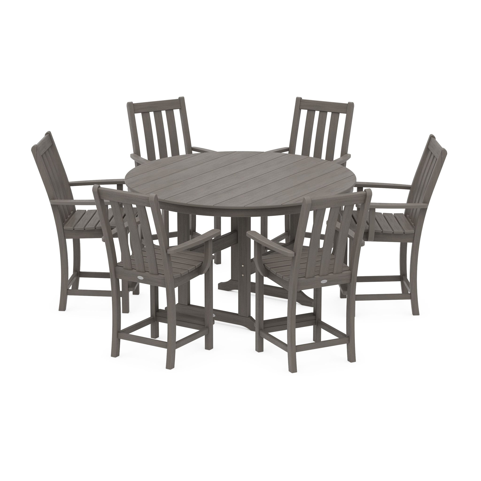 Vineyard 7-Piece Arm Chair Round Farmhouse Counter Set