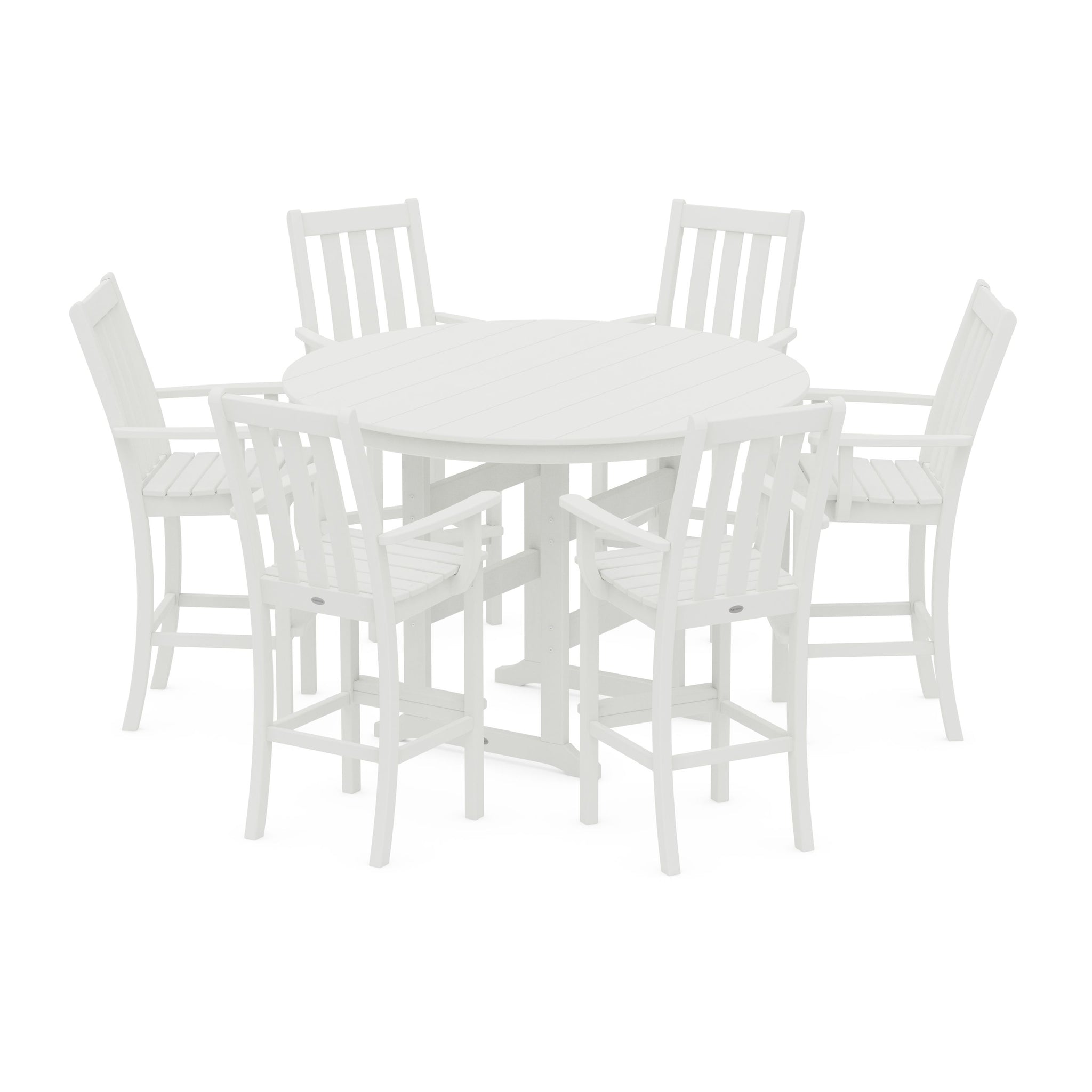 Vineyard 7-Piece Arm Chair Round Farmhouse Bar Set