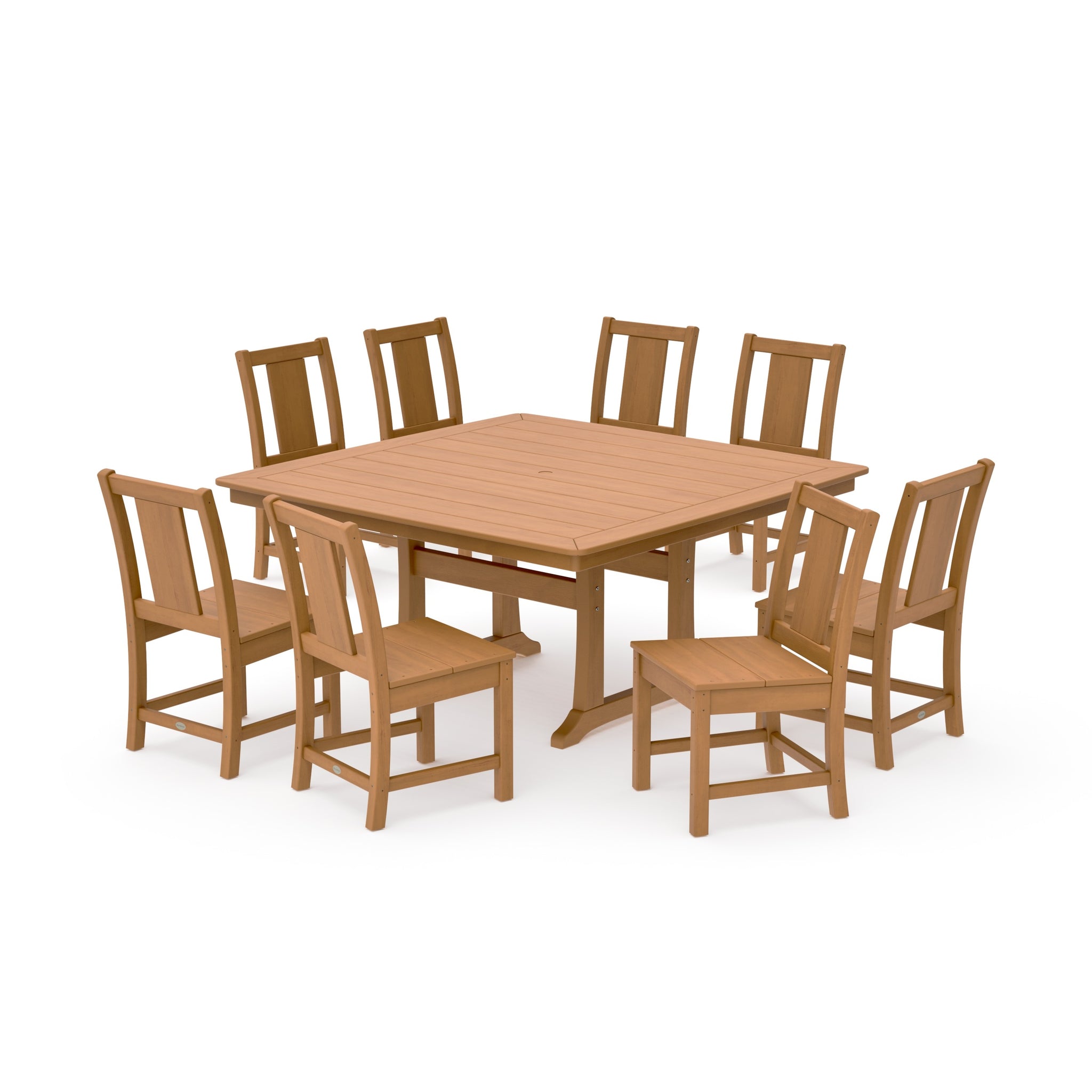 Prairie Side Chair 9-Piece Square Dining Set with Trestle Legs