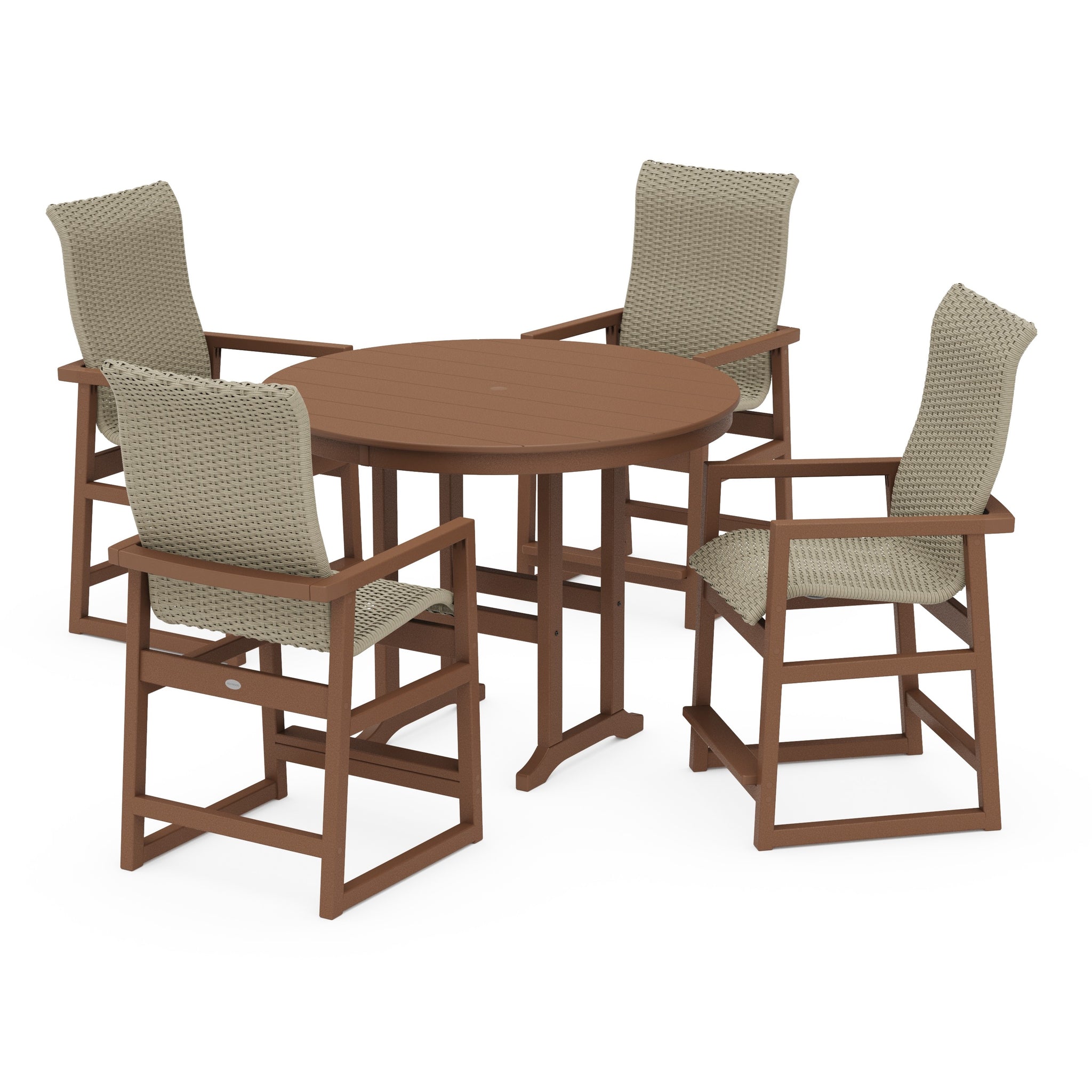 EDGE Woven Highback 5-Piece Round Farmhouse Counter Set