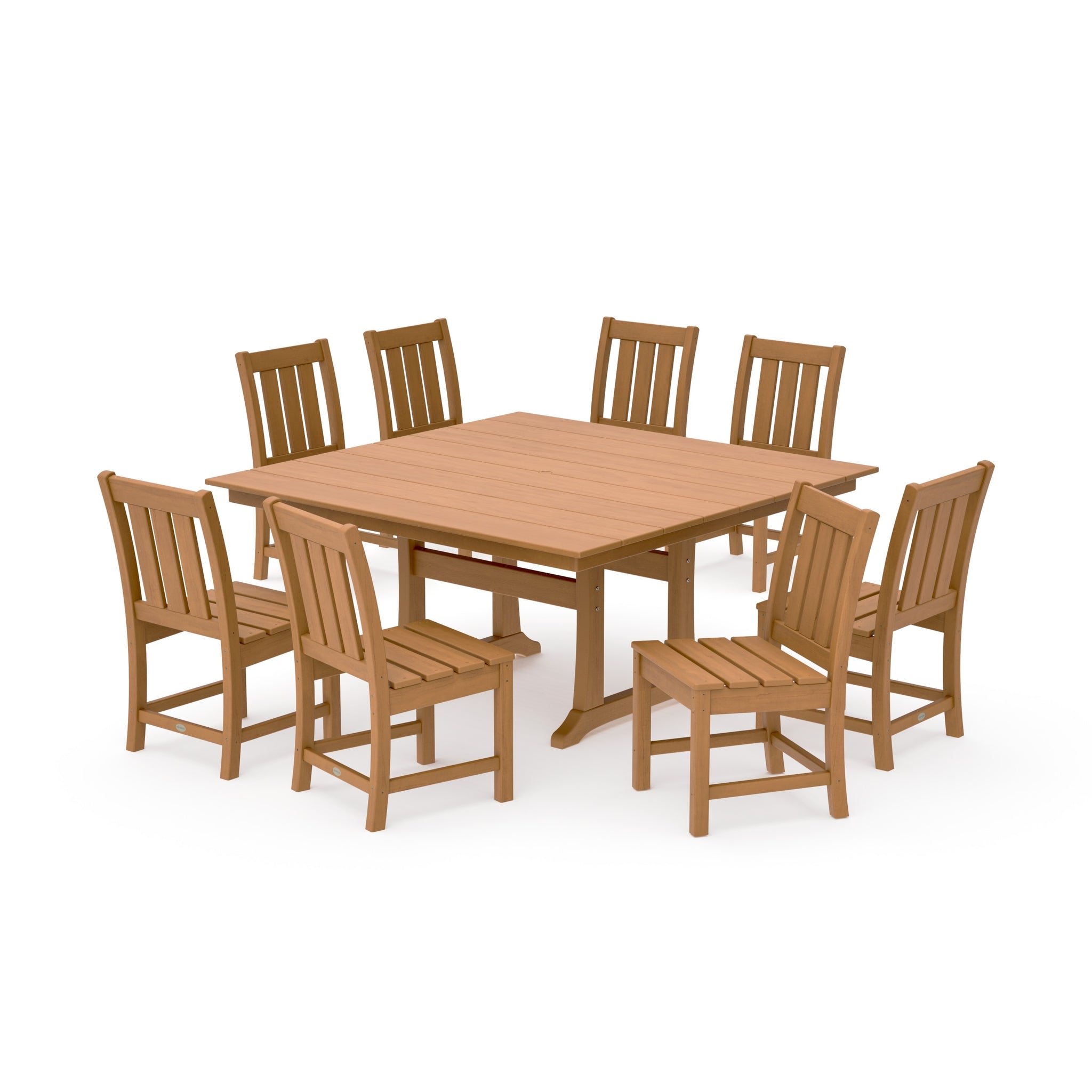 Oxford Side Chair 9-Piece Square Farmhouse Dining Set with Trestle Legs