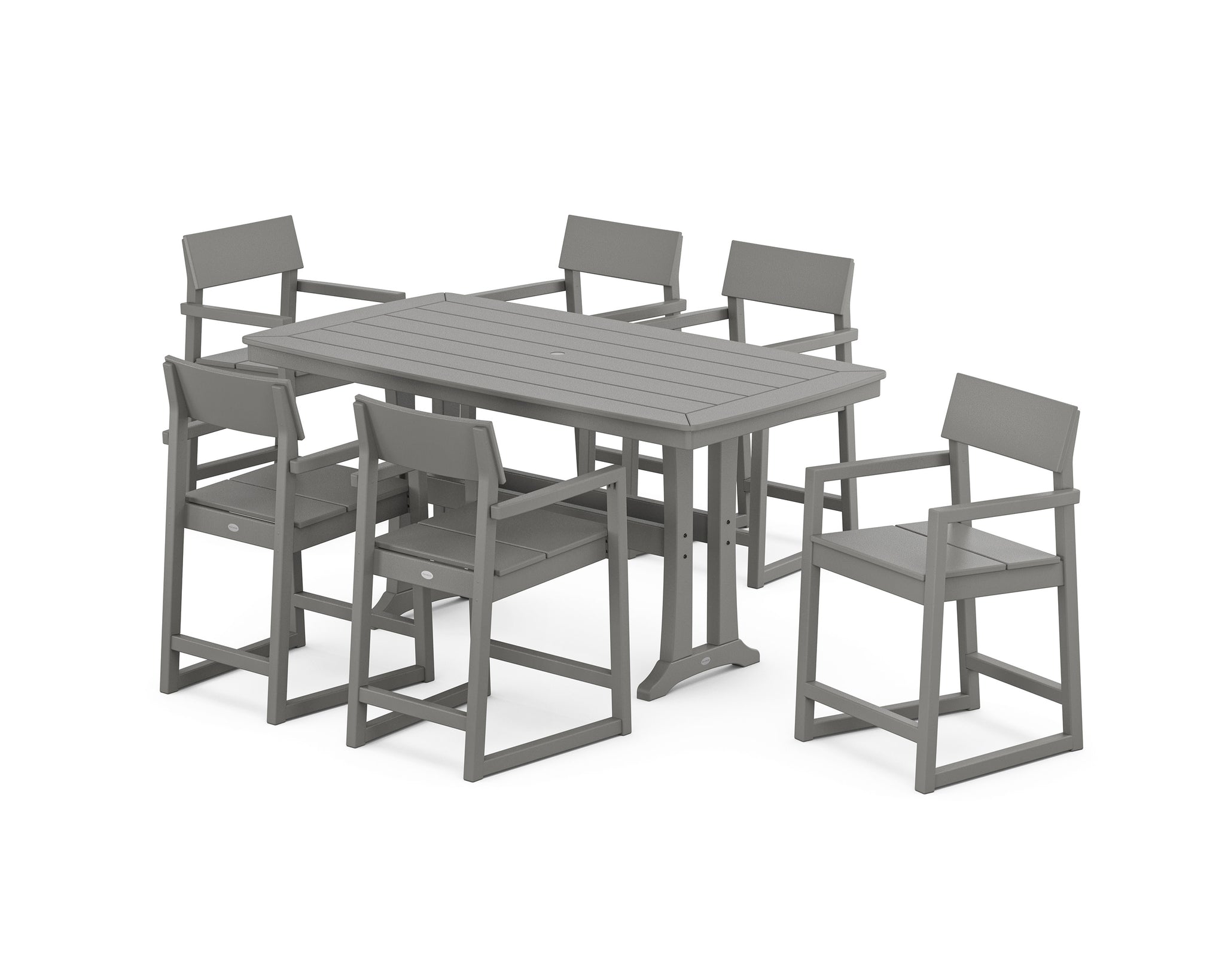 EDGE Arm Chair 7-Piece Counter Set with Trestle Legs